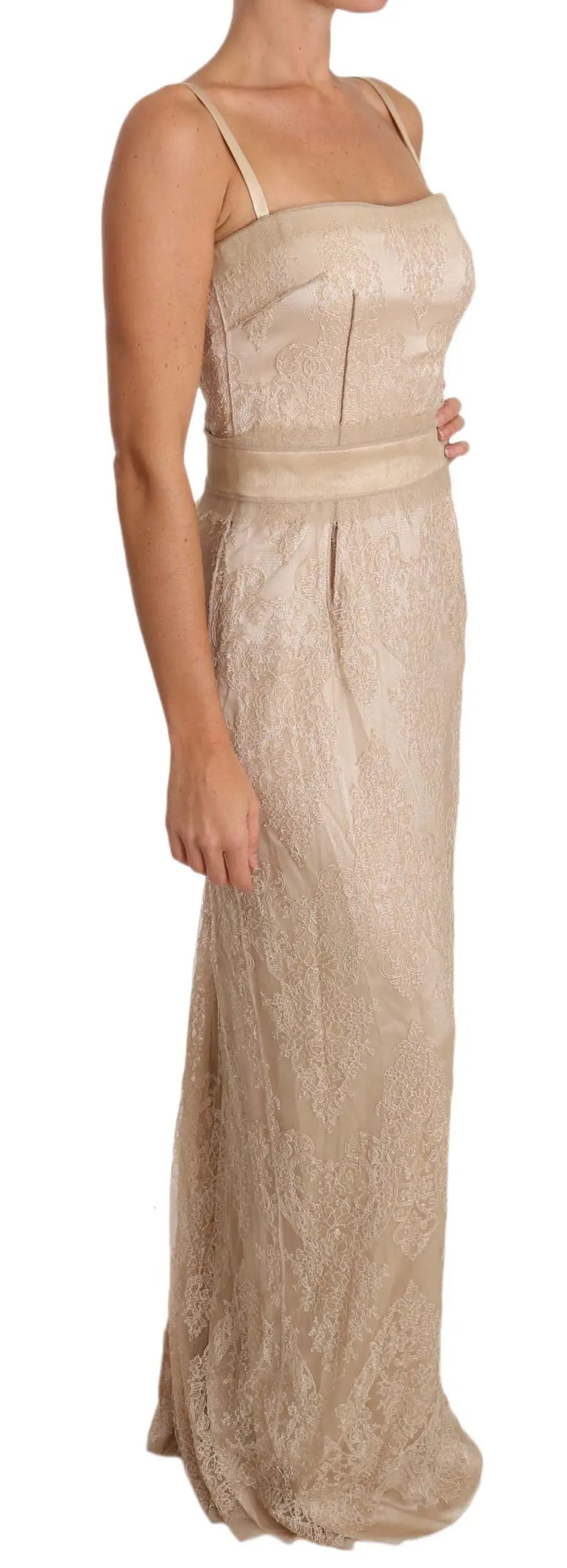 Robe Dolce & Gabbana Spaghetti Strap beige Dolce & Gabbana