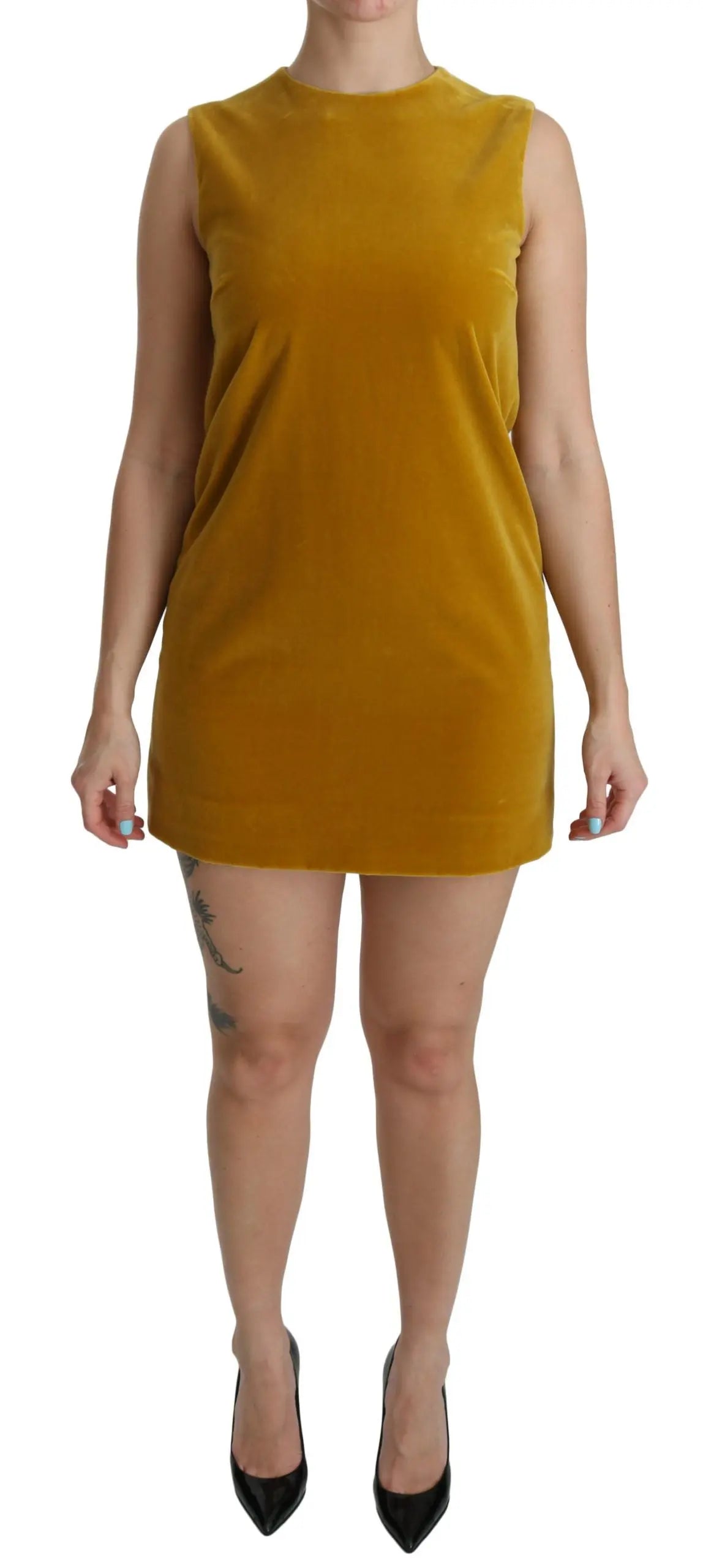 Robe Dolce & Gabbana Shift mini jaune velours Dolce & Gabbana