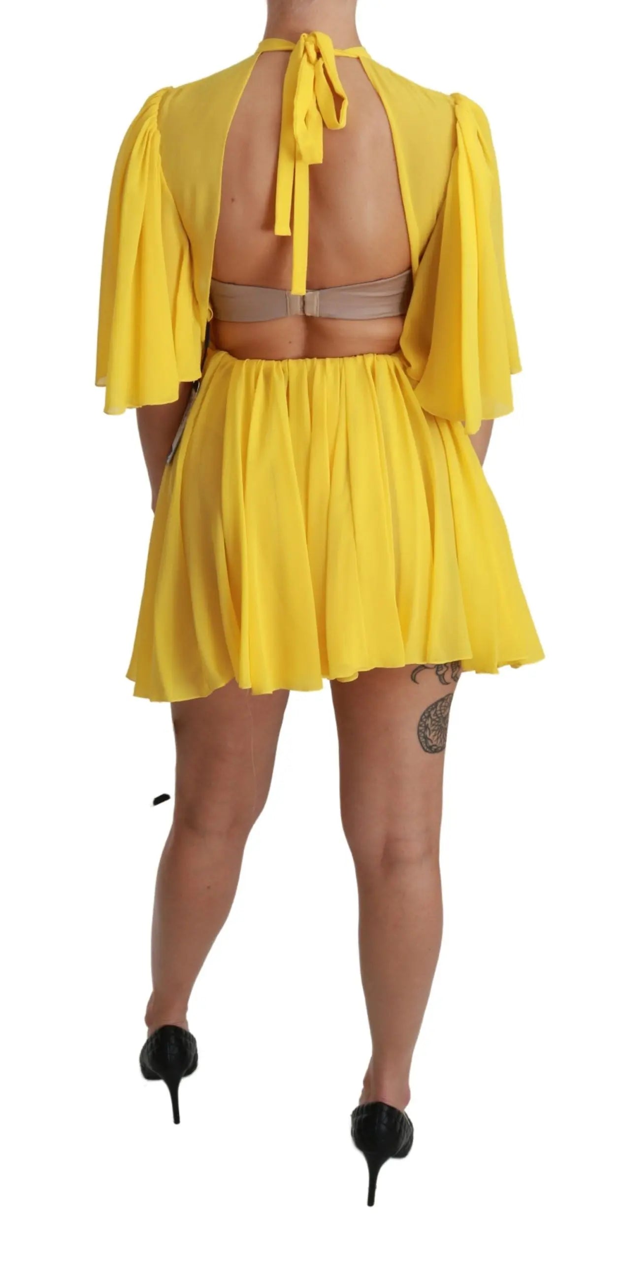 Robe Dolce & Gabbana Pleated A-line jaune Dolce & Gabbana