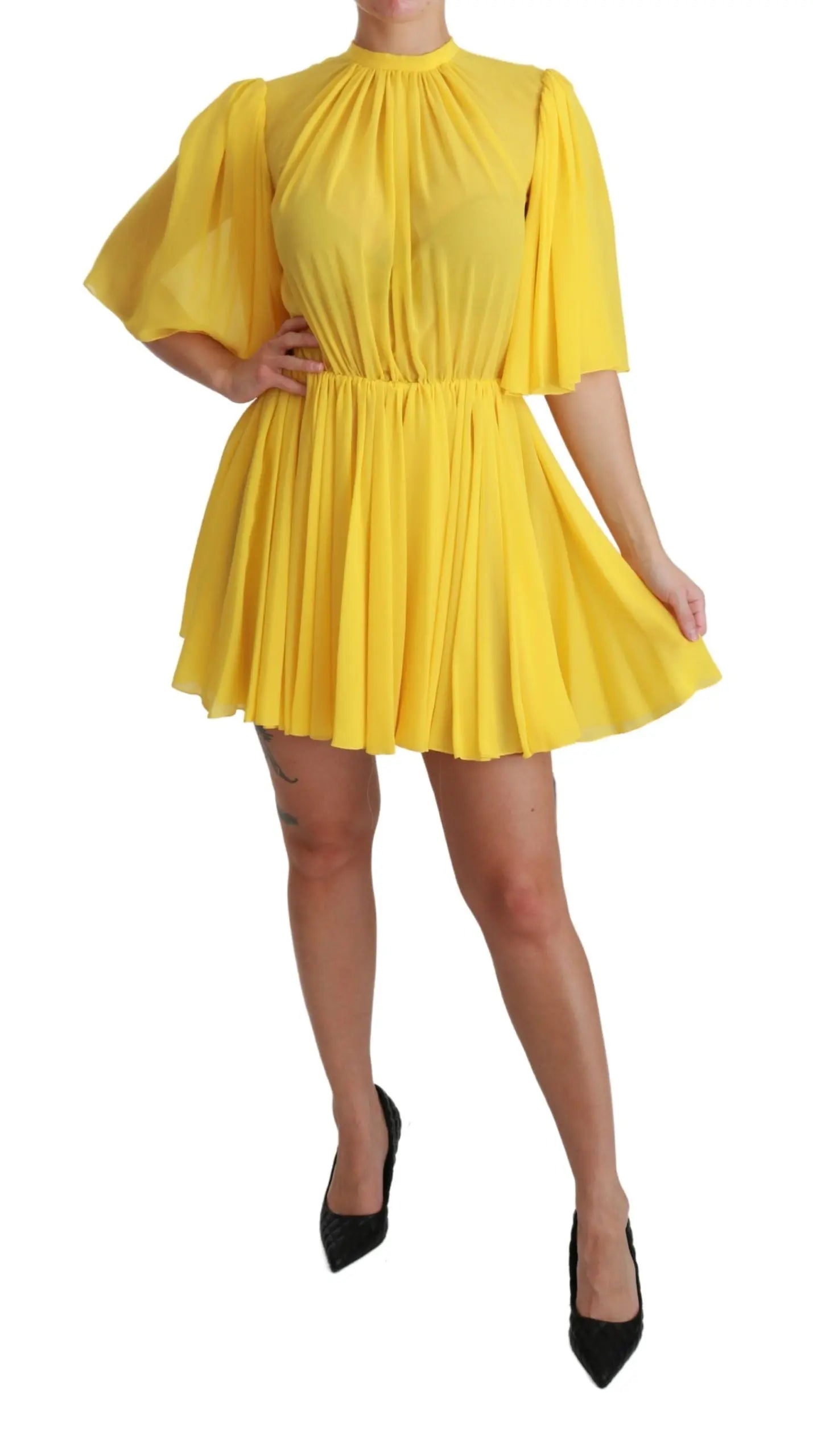 Robe Dolce & Gabbana Pleated A-line jaune Dolce & Gabbana