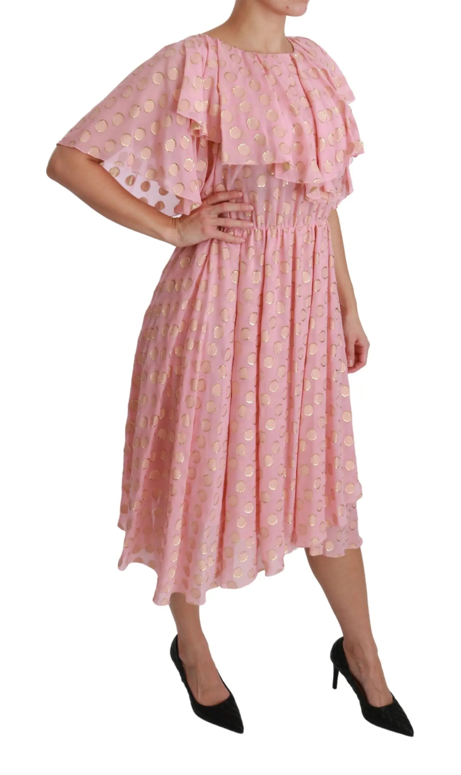 Robe Dolce & Gabbana midi rose à pois Dolce & Gabbana
