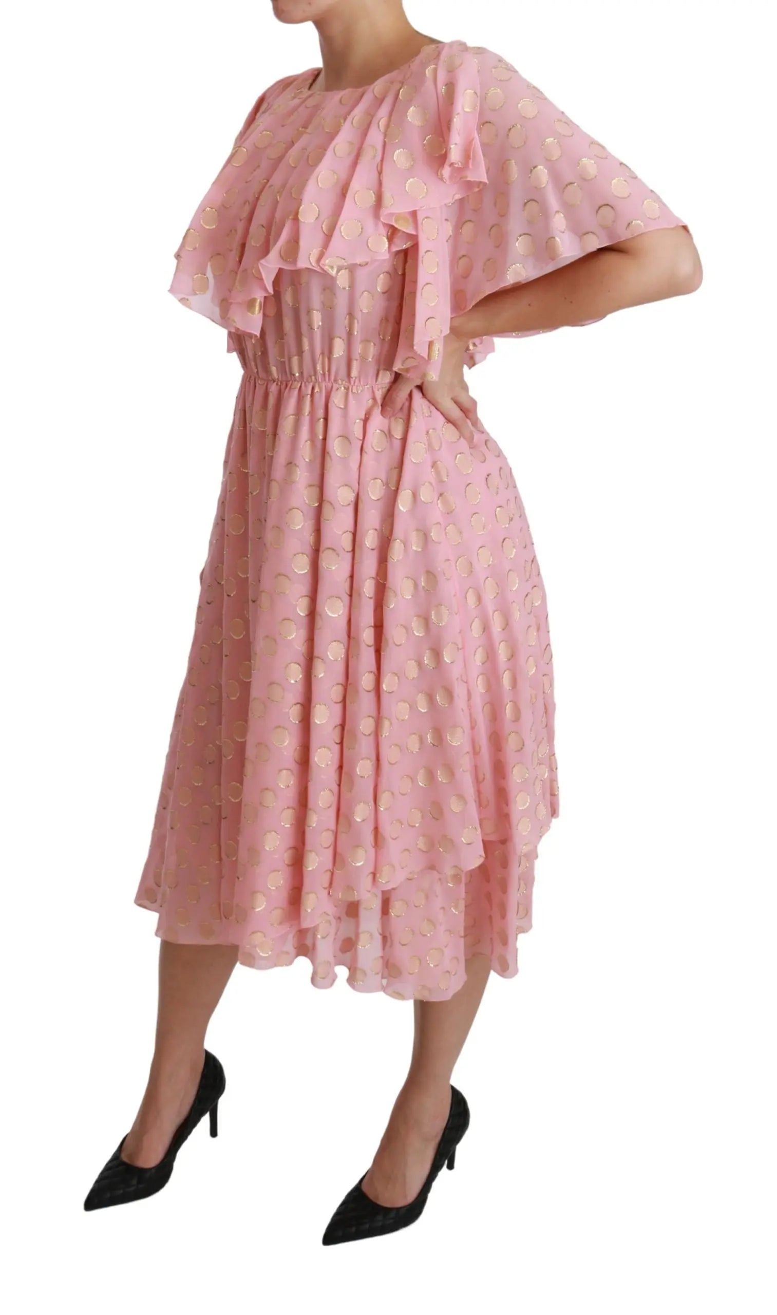 Robe Dolce & Gabbana midi rose à pois Dolce & Gabbana