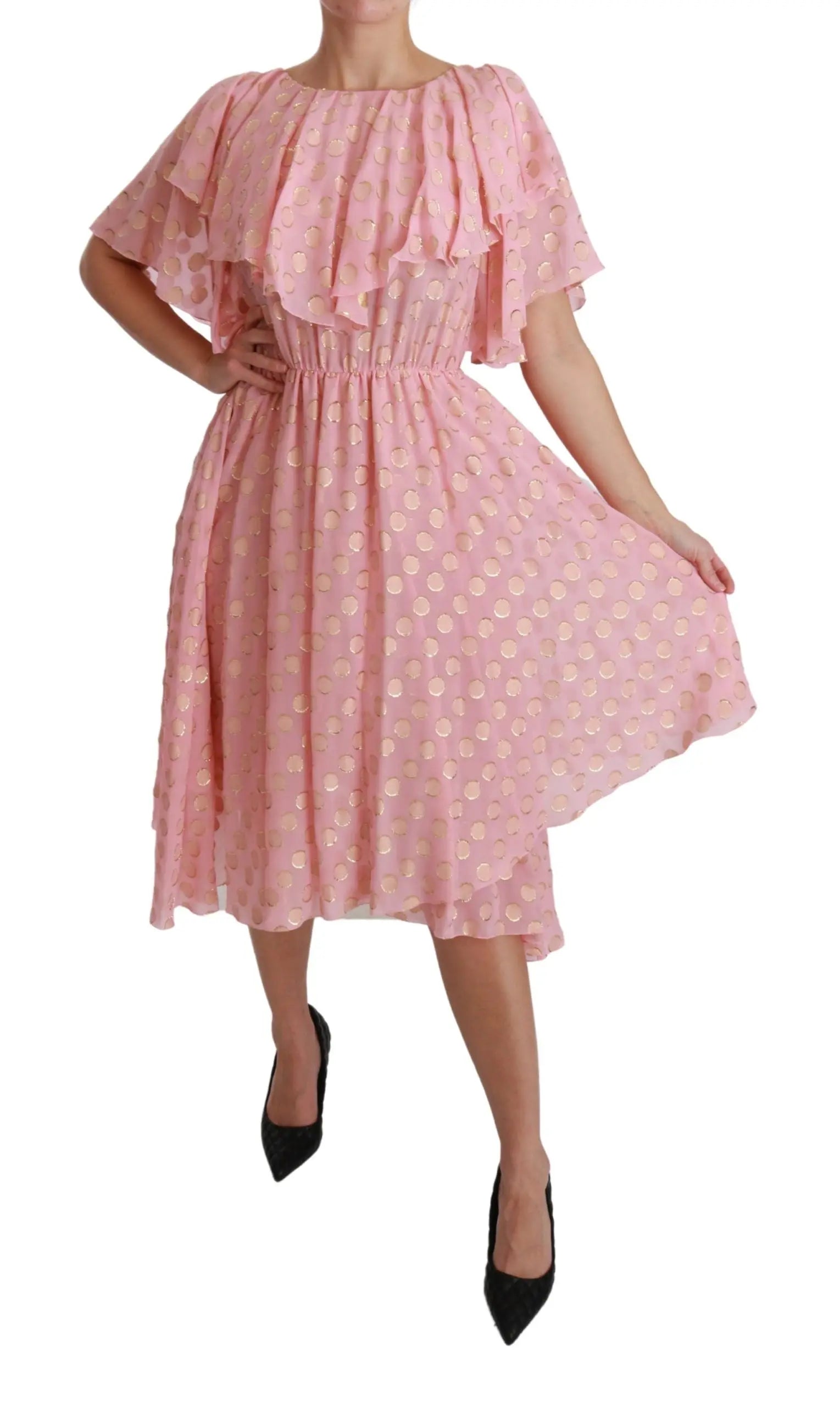 Robe Dolce & Gabbana midi rose à pois Dolce & Gabbana