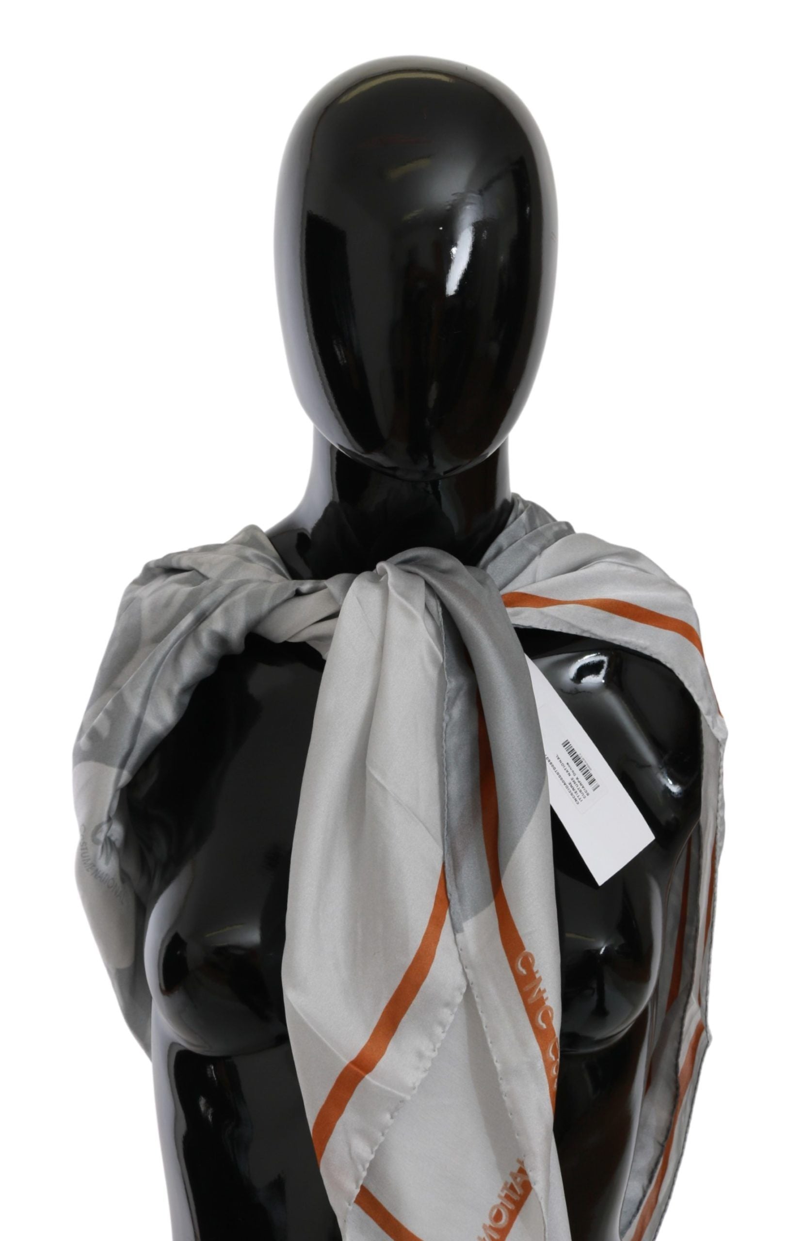 Foulard C'n'c Costume National floral gris orange