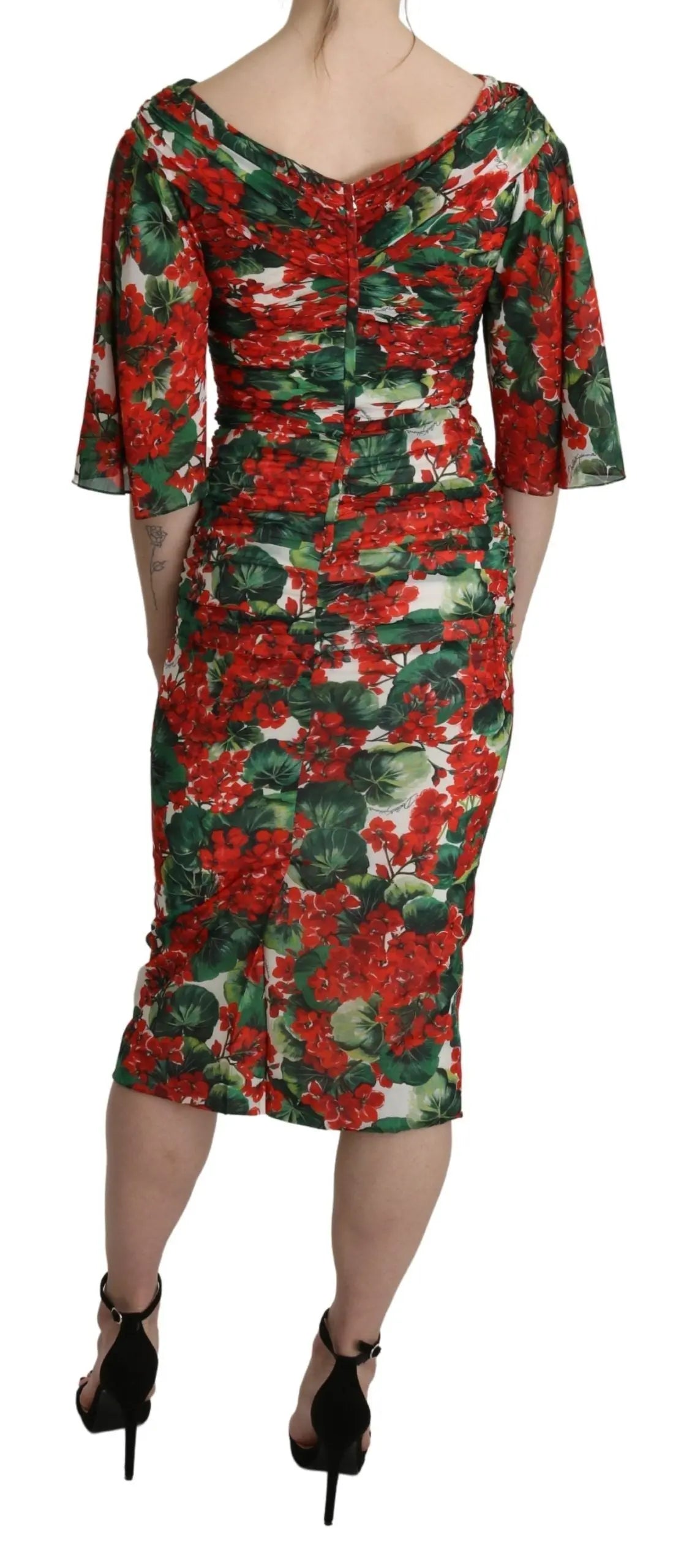 Robe Dolce & Gabbana midi floral rouge Dolce & Gabbana