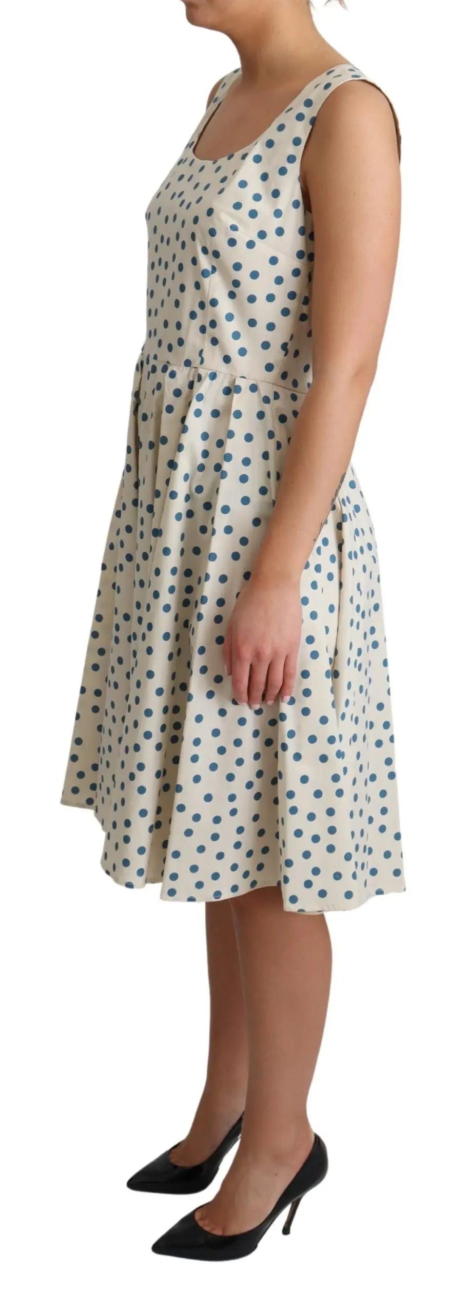 Robe Dolce & Gabbana A-Line beige à pois Dolce & Gabbana