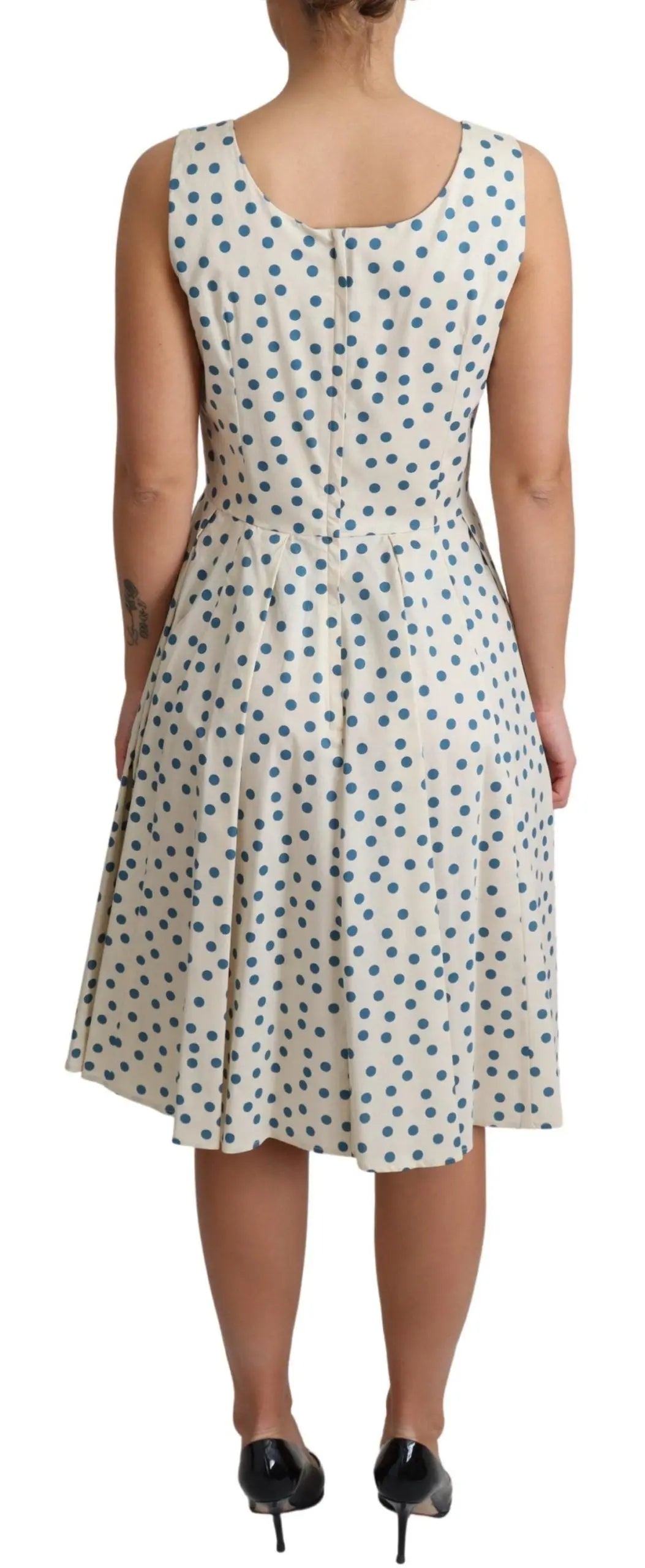 Robe Dolce & Gabbana A-Line beige à pois Dolce & Gabbana