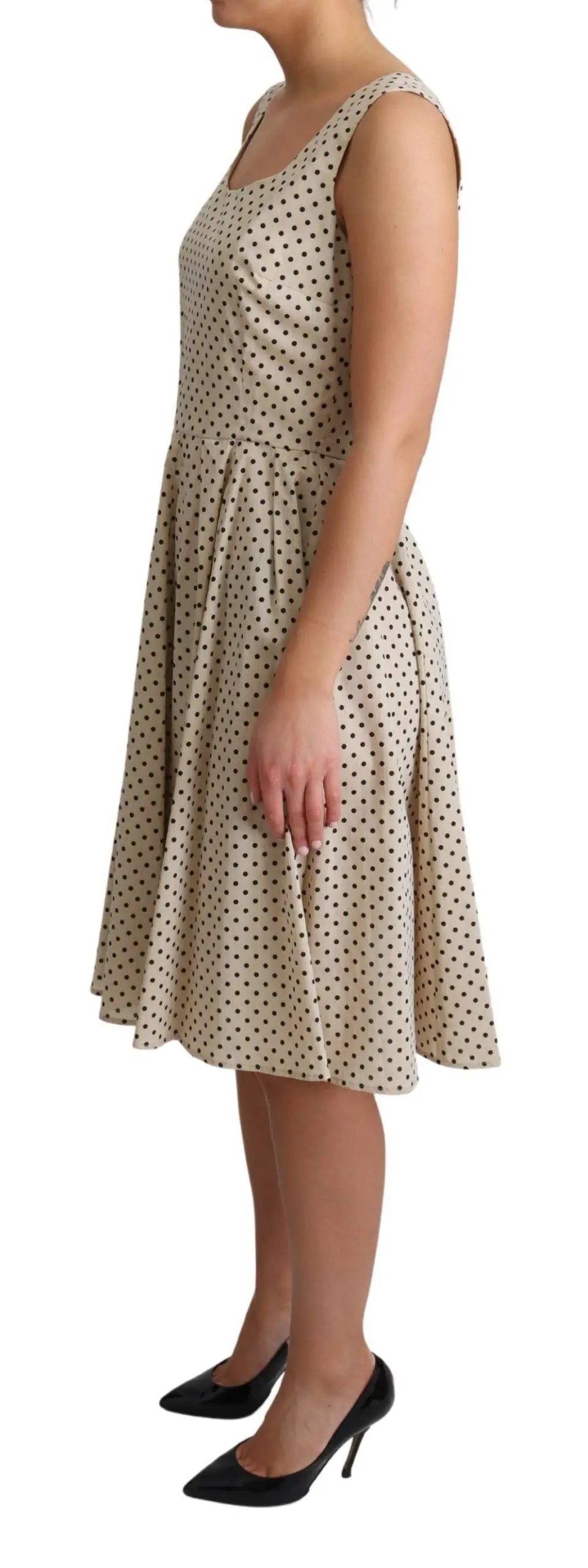 Robe Dolce & Gabbana A-line beige à pois noirs Dolce & Gabbana