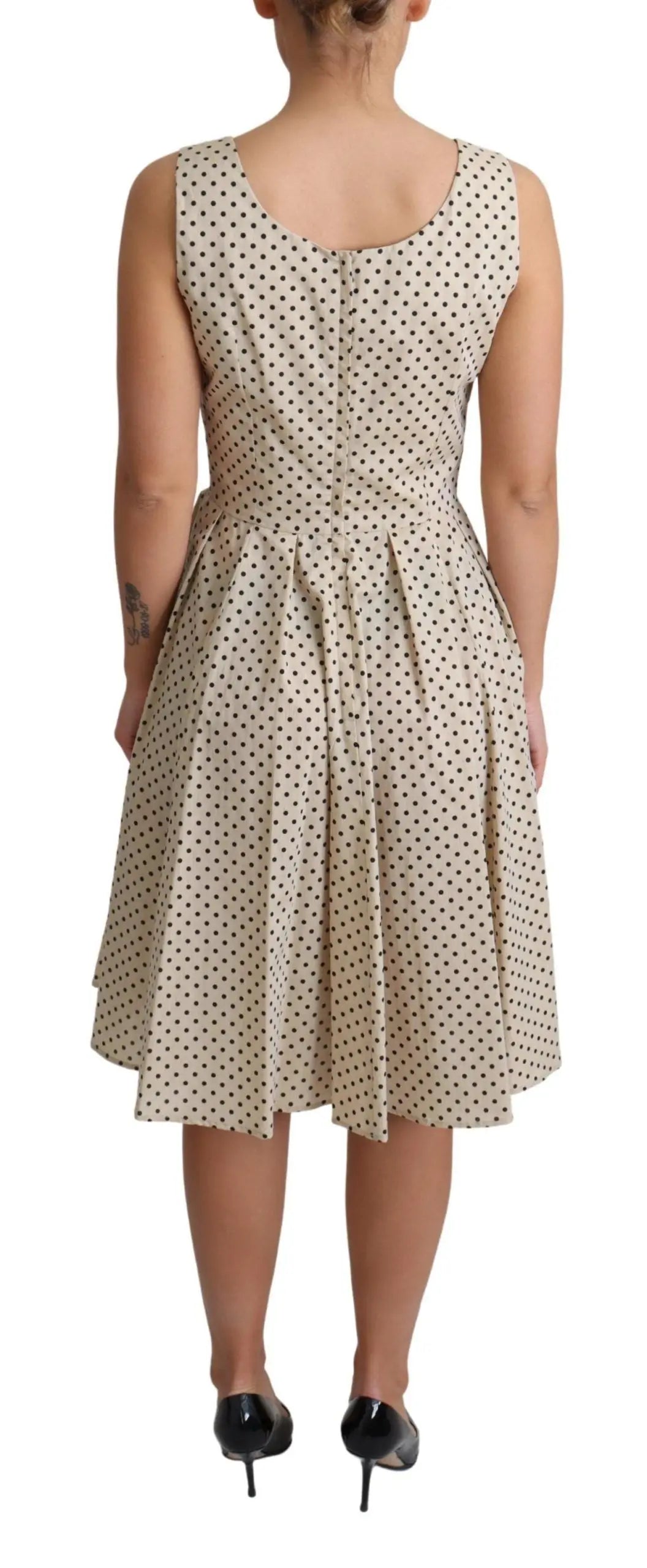 Robe Dolce & Gabbana A-line beige à pois noirs Dolce & Gabbana