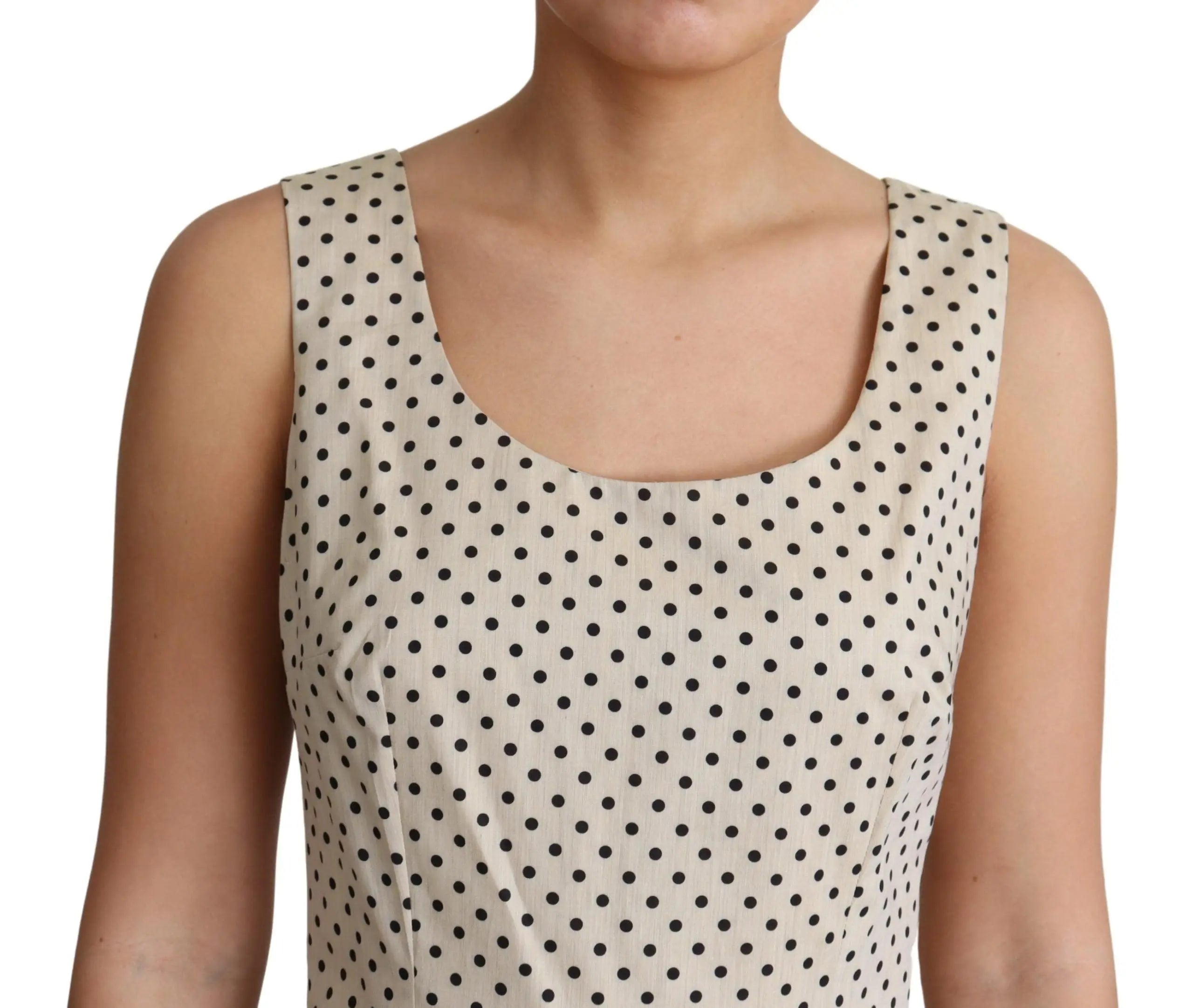 Robe Dolce & Gabbana A-line beige à pois noirs Dolce & Gabbana