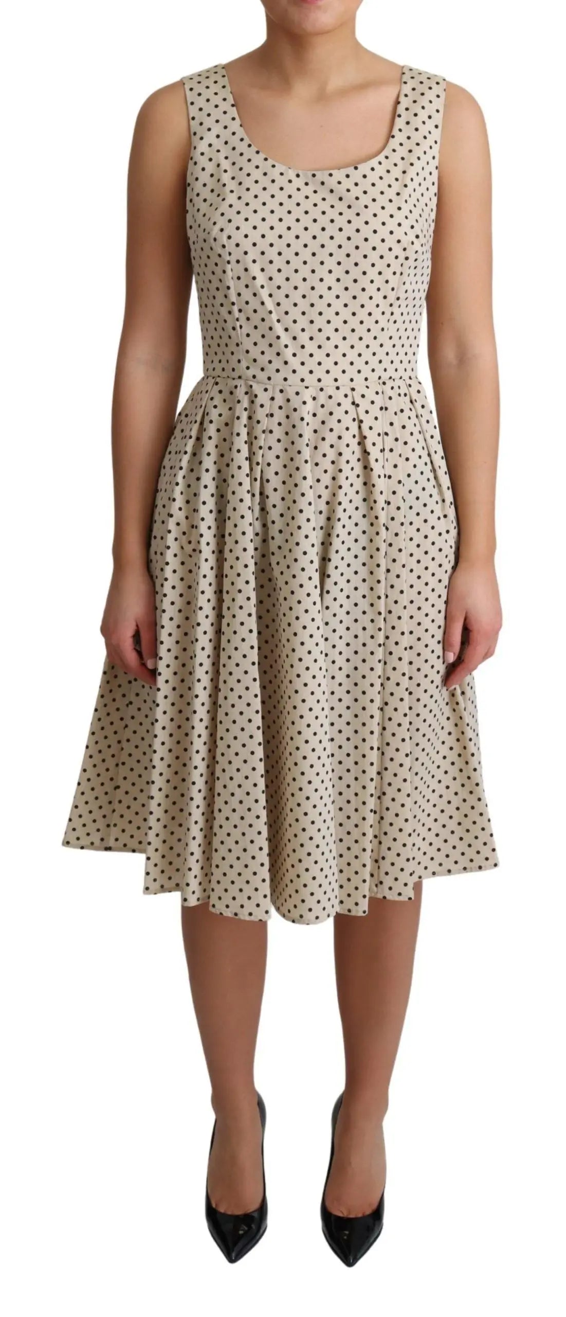 Robe Dolce & Gabbana A-line beige à pois noirs Dolce & Gabbana