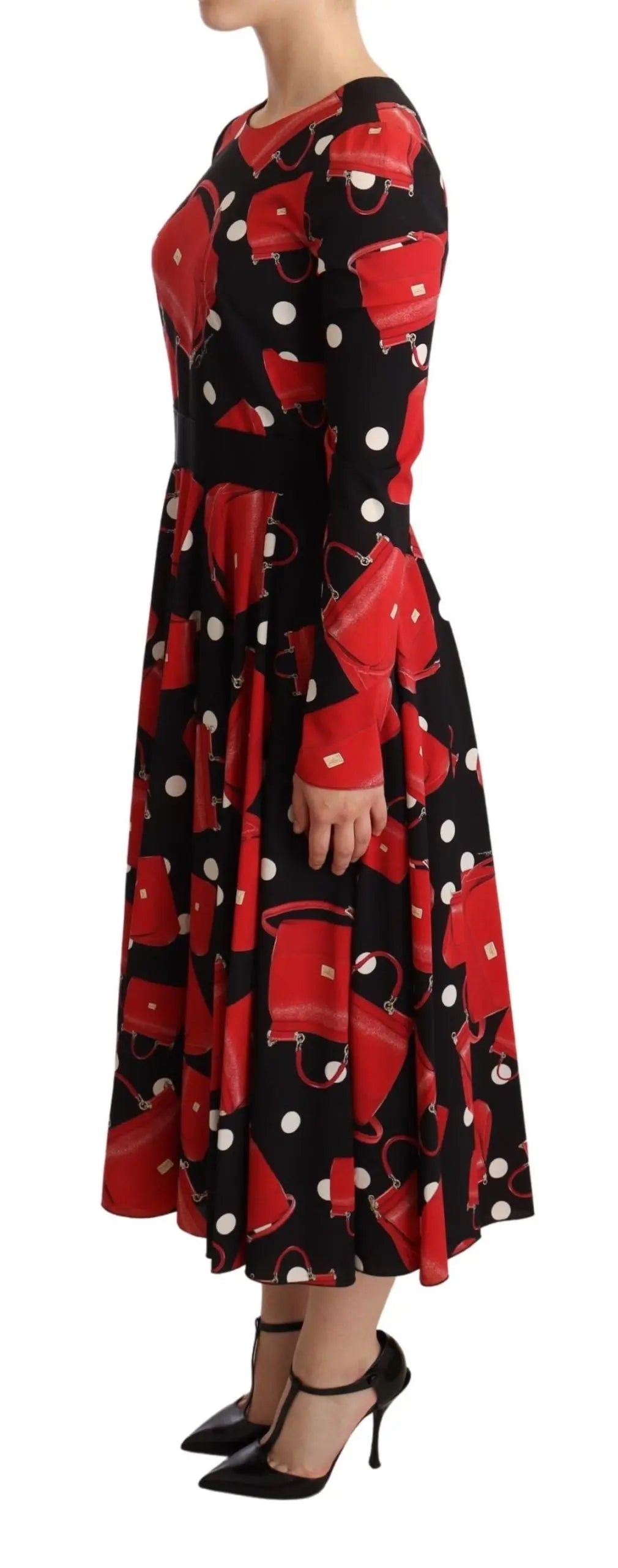 Robe midi Dolce & Gabbana imprimé sac Sicile noire et rouge Dolce & Gabbana