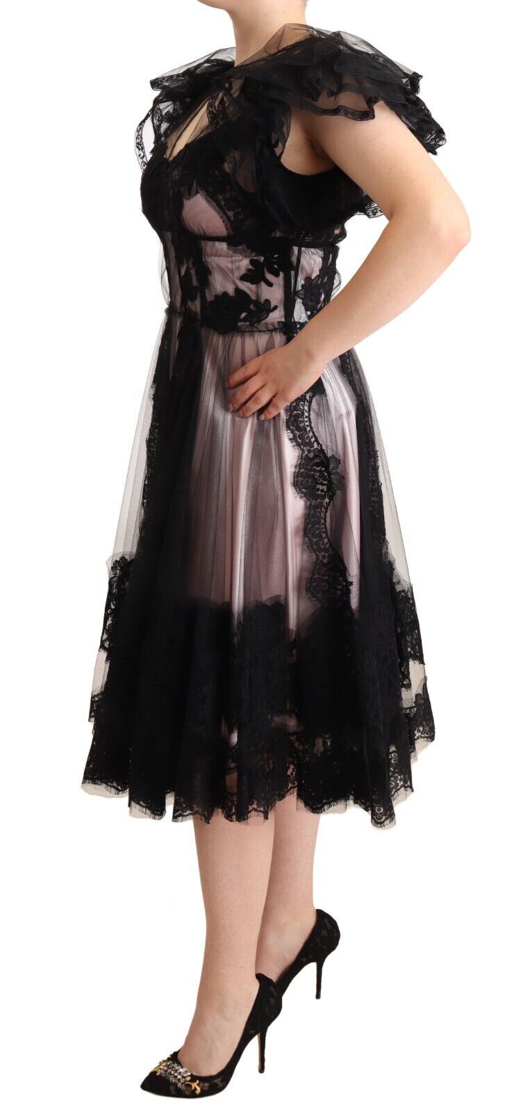Robe DOLCE & GABBANA A-line noire et rose Dolce & Gabbana