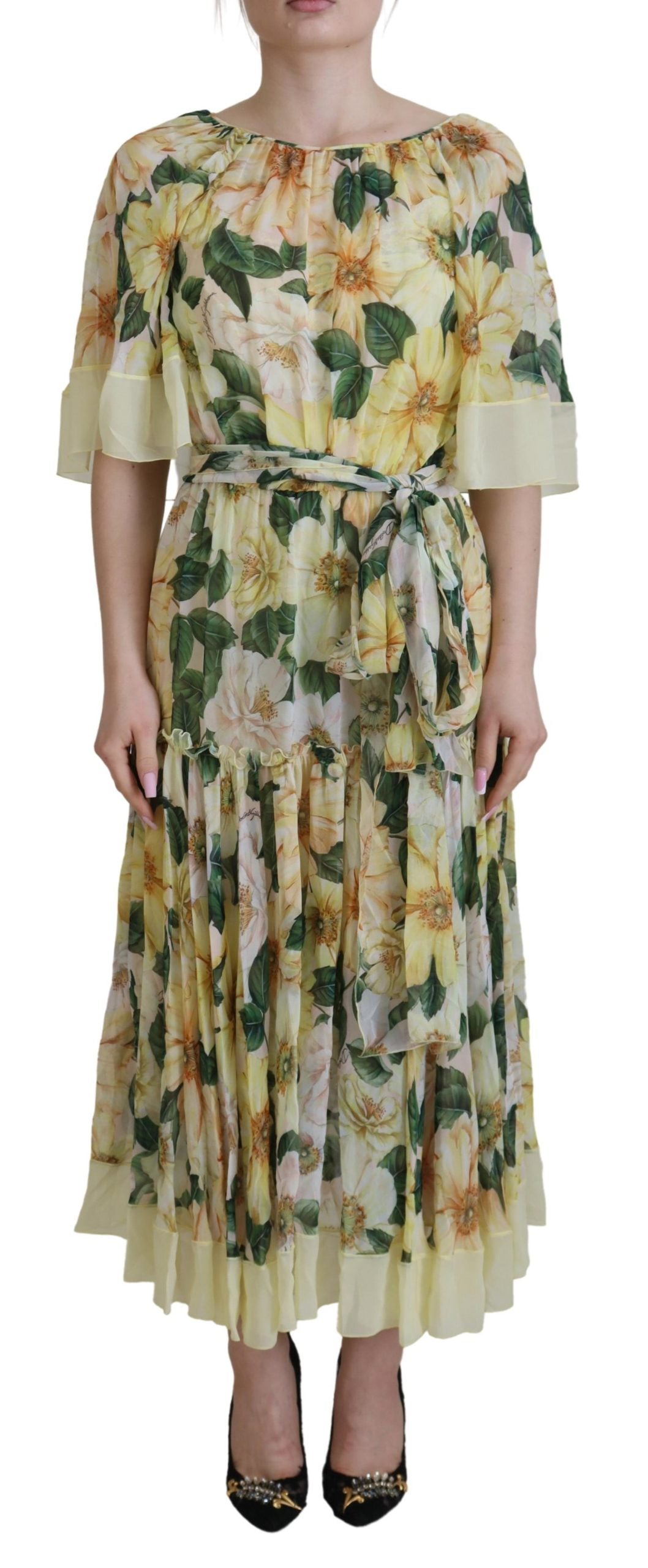 Robe Dolce & Gabbana Maxi jaune floral Dolce & Gabbana
