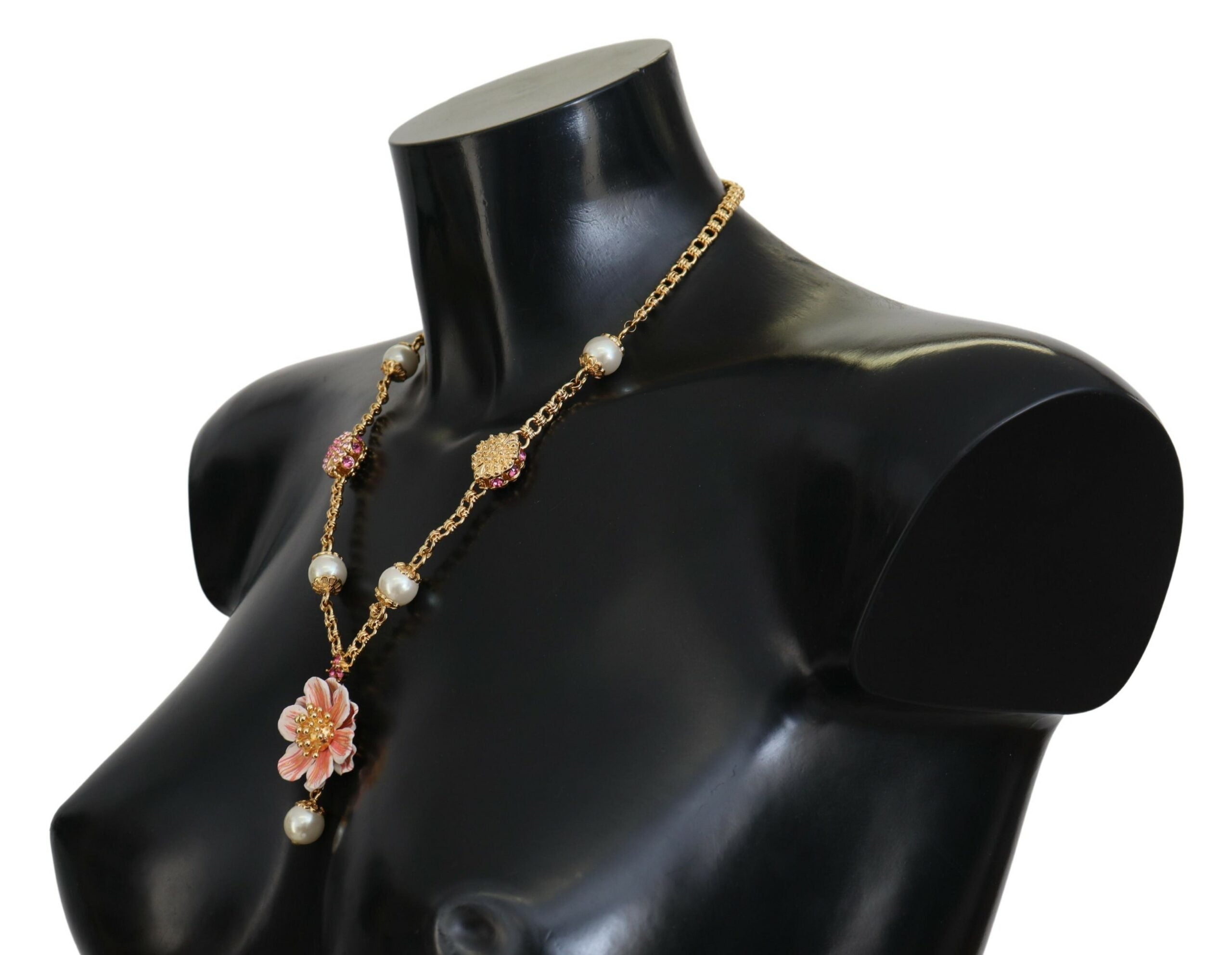 Collier Dolce & Gabbana floral doré et rose