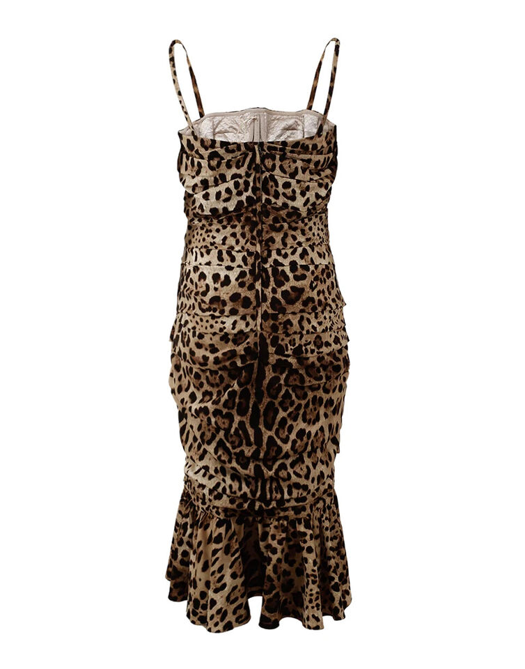 Robe DOLCE & GABBANA ruched imprimé léopard marron Dolce & Gabbana