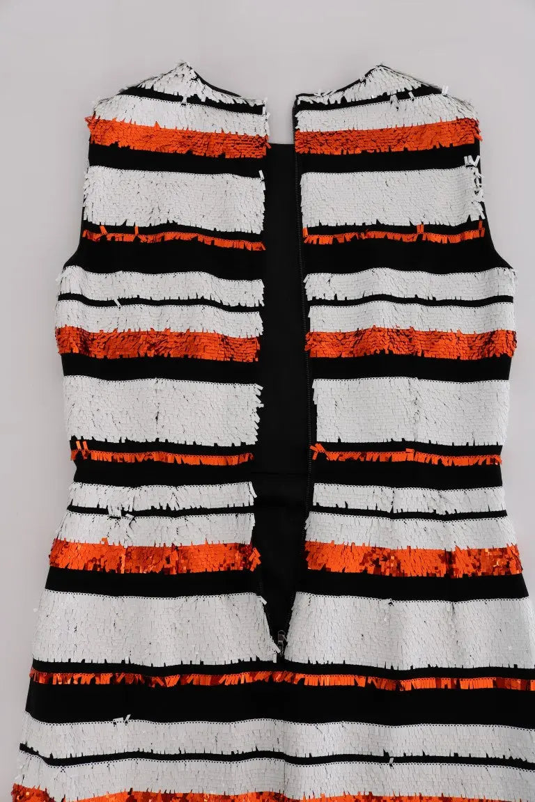 Robe Dolce & Gabbana sans manches rayée orange et noire Dolce & Gabbana