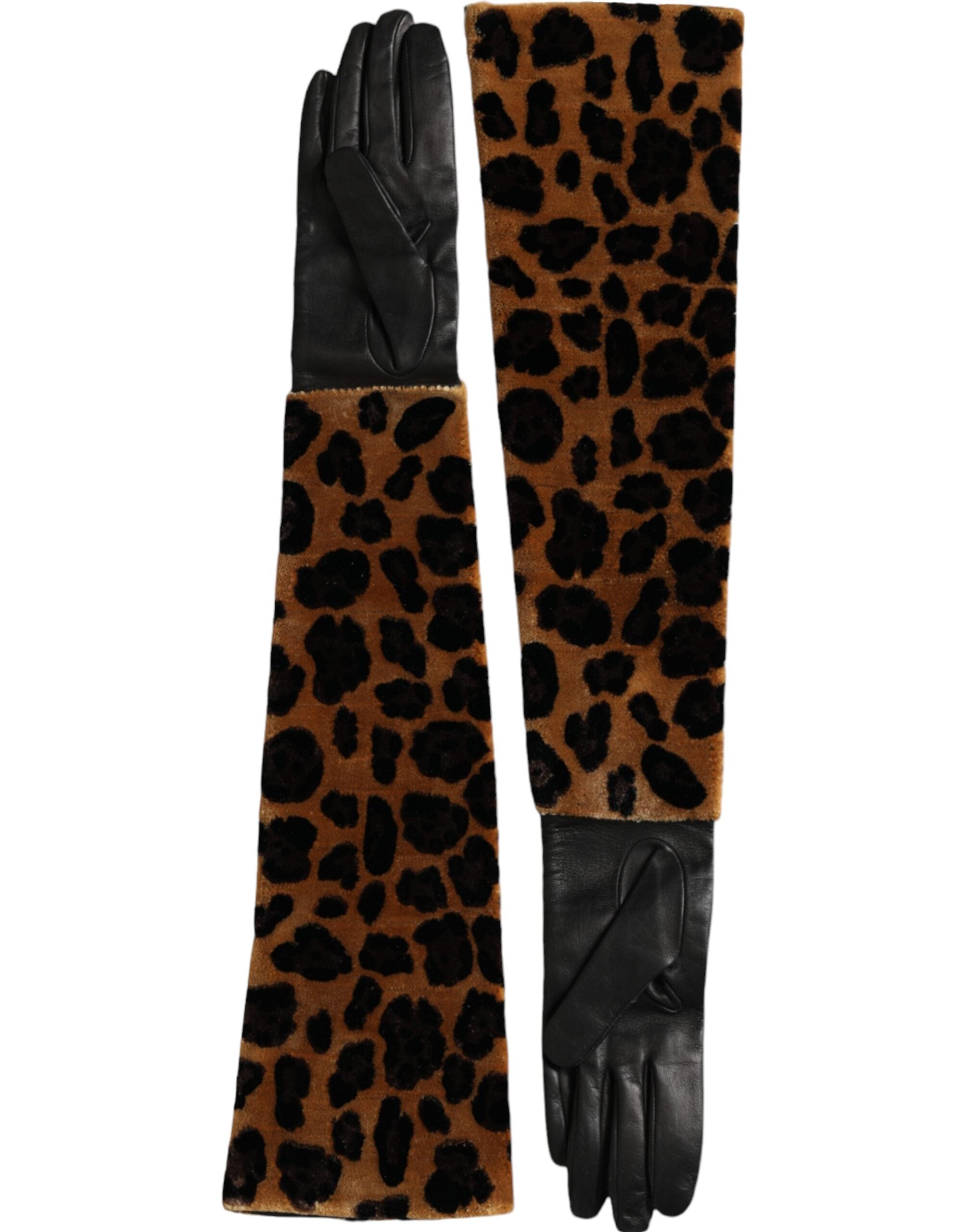 Gants Dolce & Gabbana en cuir marron noir