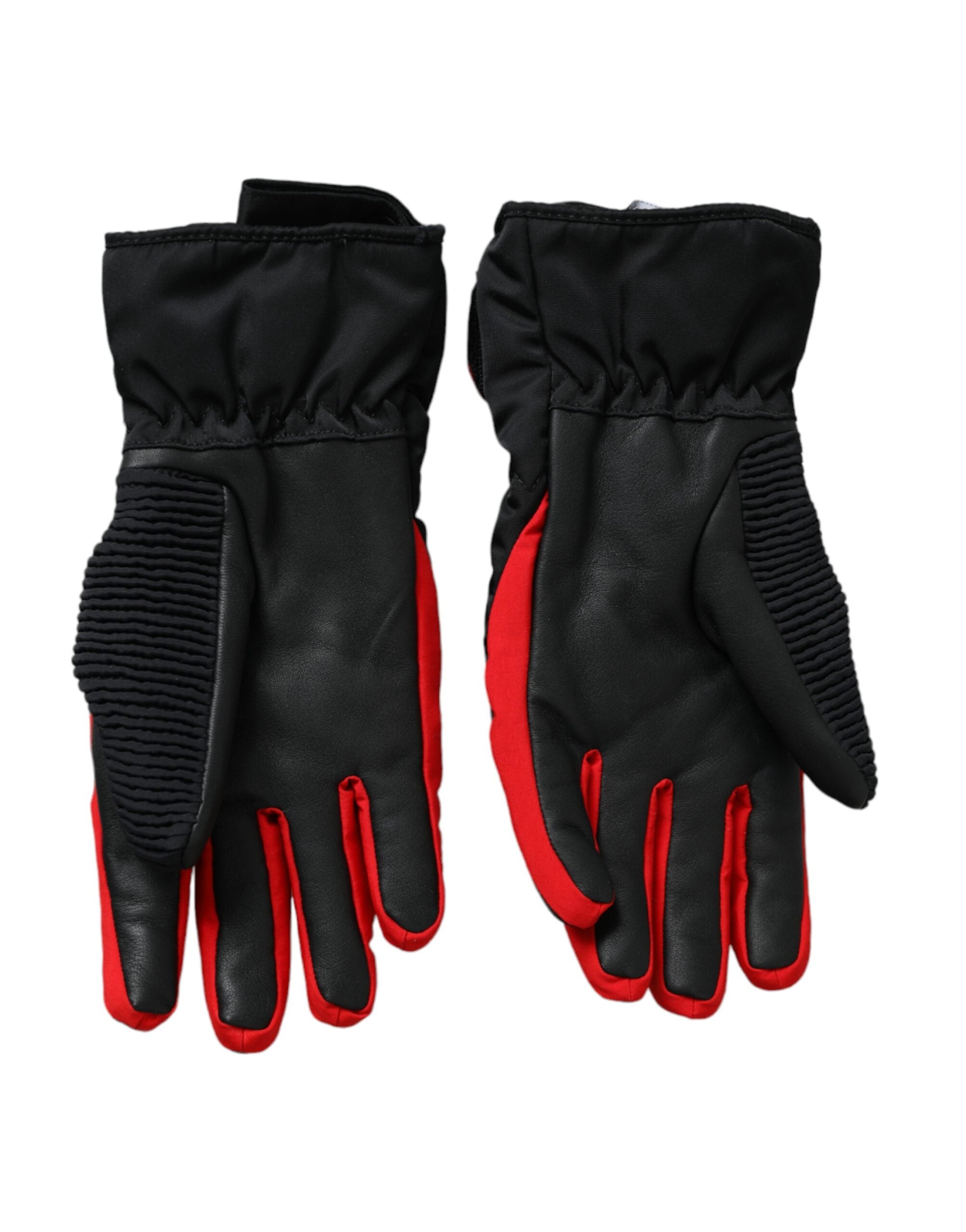 Gants Dolce & Gabbana biker noirs rouges