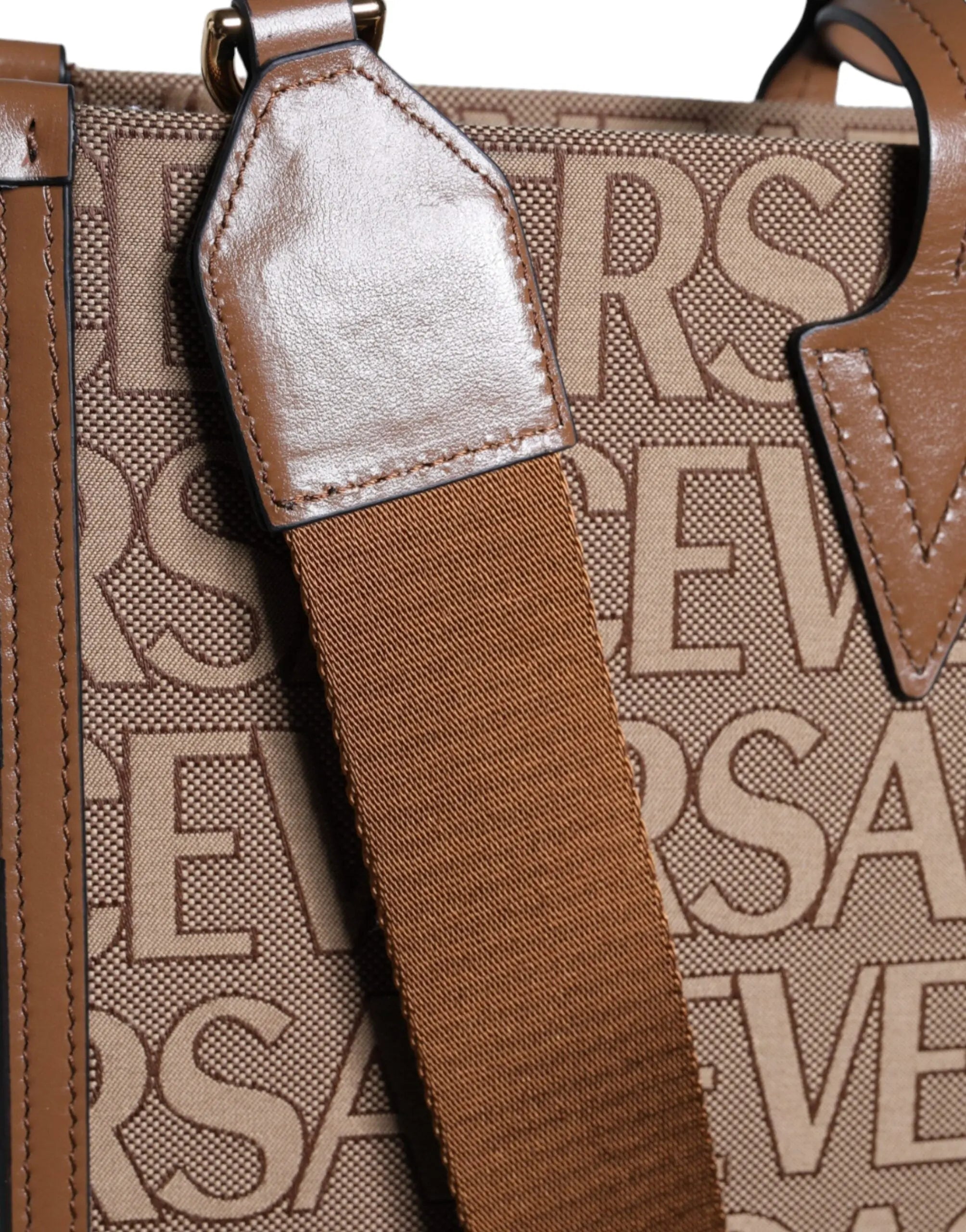 Sac tote Versace jacquard marron Versace