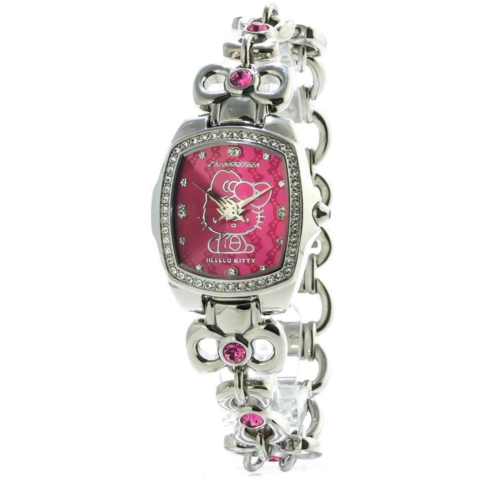 Montre argentée à bracelet acier rose