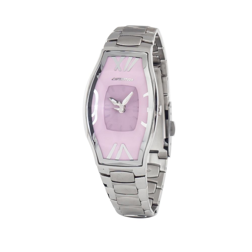Montre argentée Quartz avec cadran rose