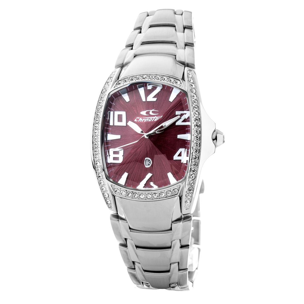 Montre acier argentée cadran rouge