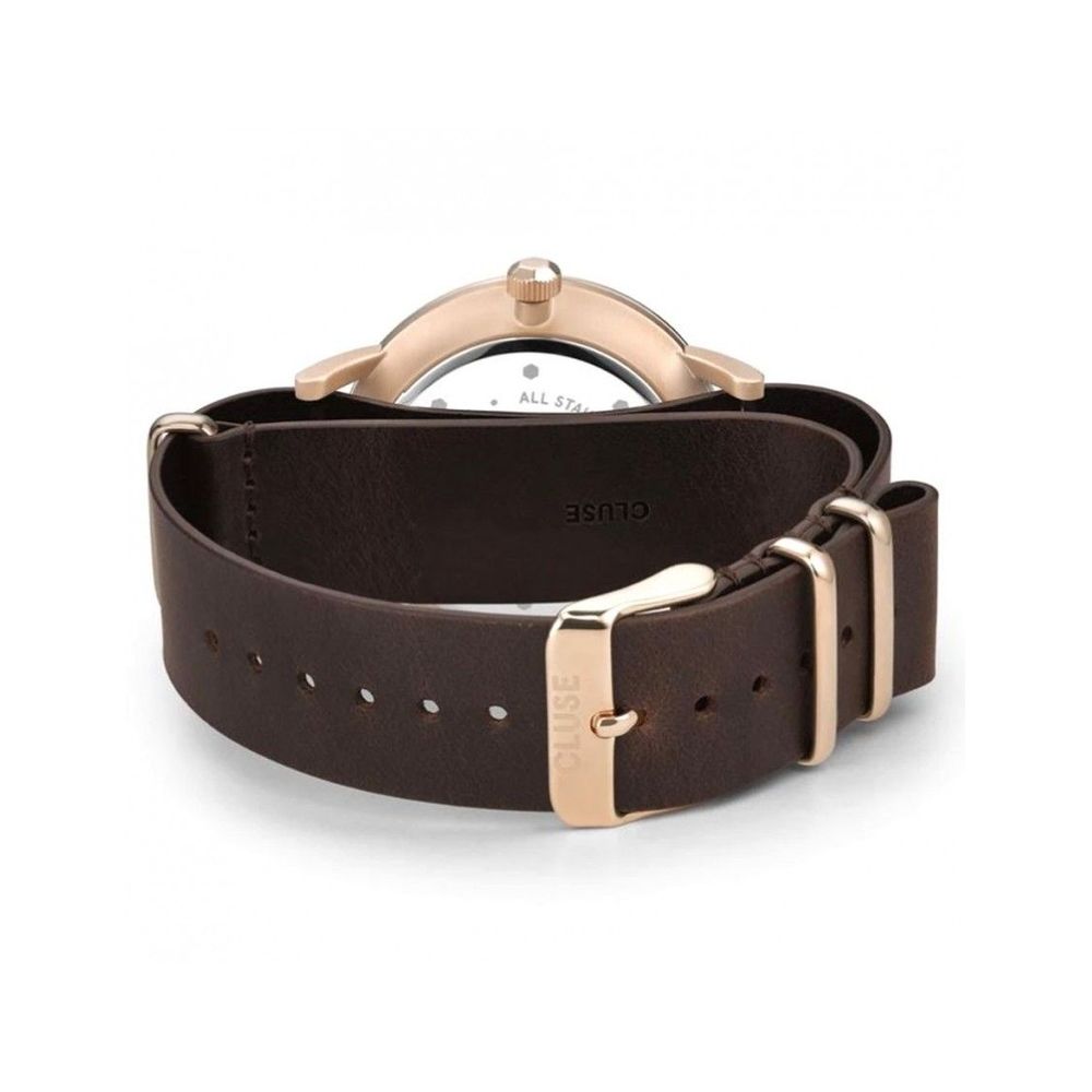 Montre cuir marron cadran bleu