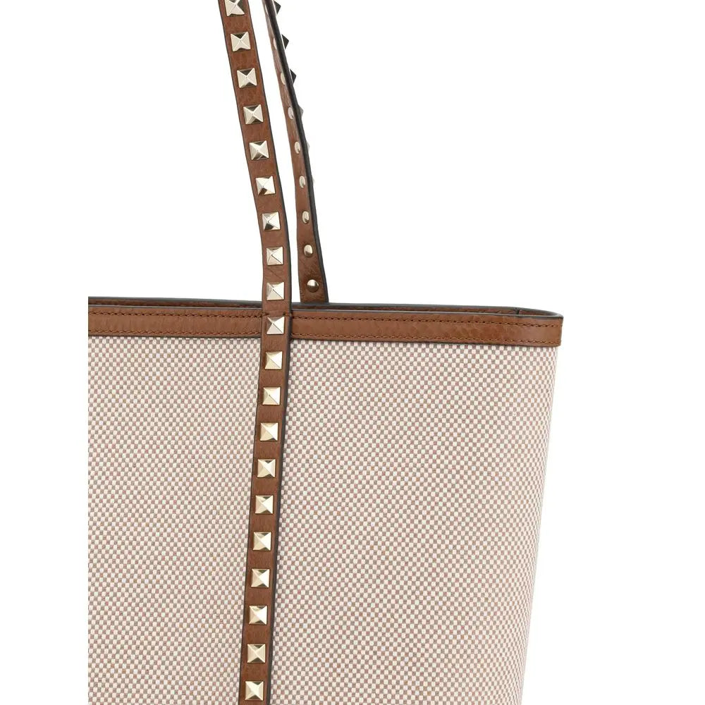 Tote bag Valentino Garavani Rockstud beige Valentino Garavani
