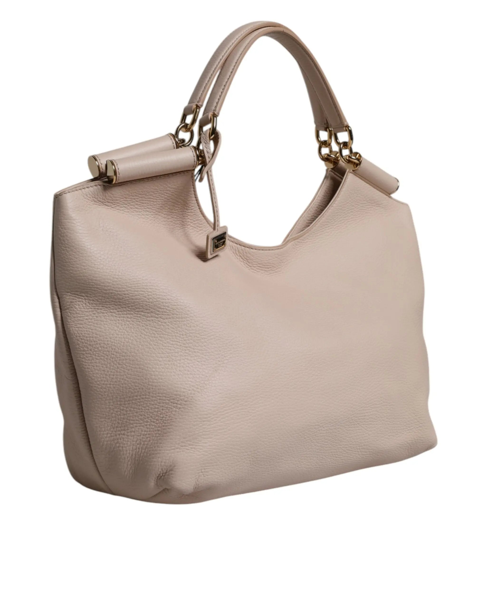 Light Pink Deer Leather Logo Plaque Tote Top Handle Bag Dolce & Gabbana