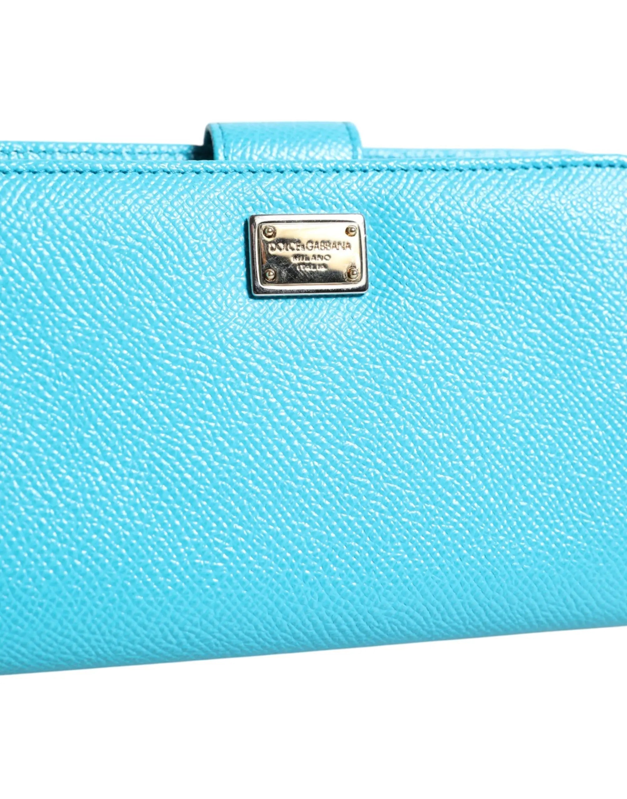 Portefeuille Dolce & Gabbana compact cuir bleu clair Dolce & Gabbana