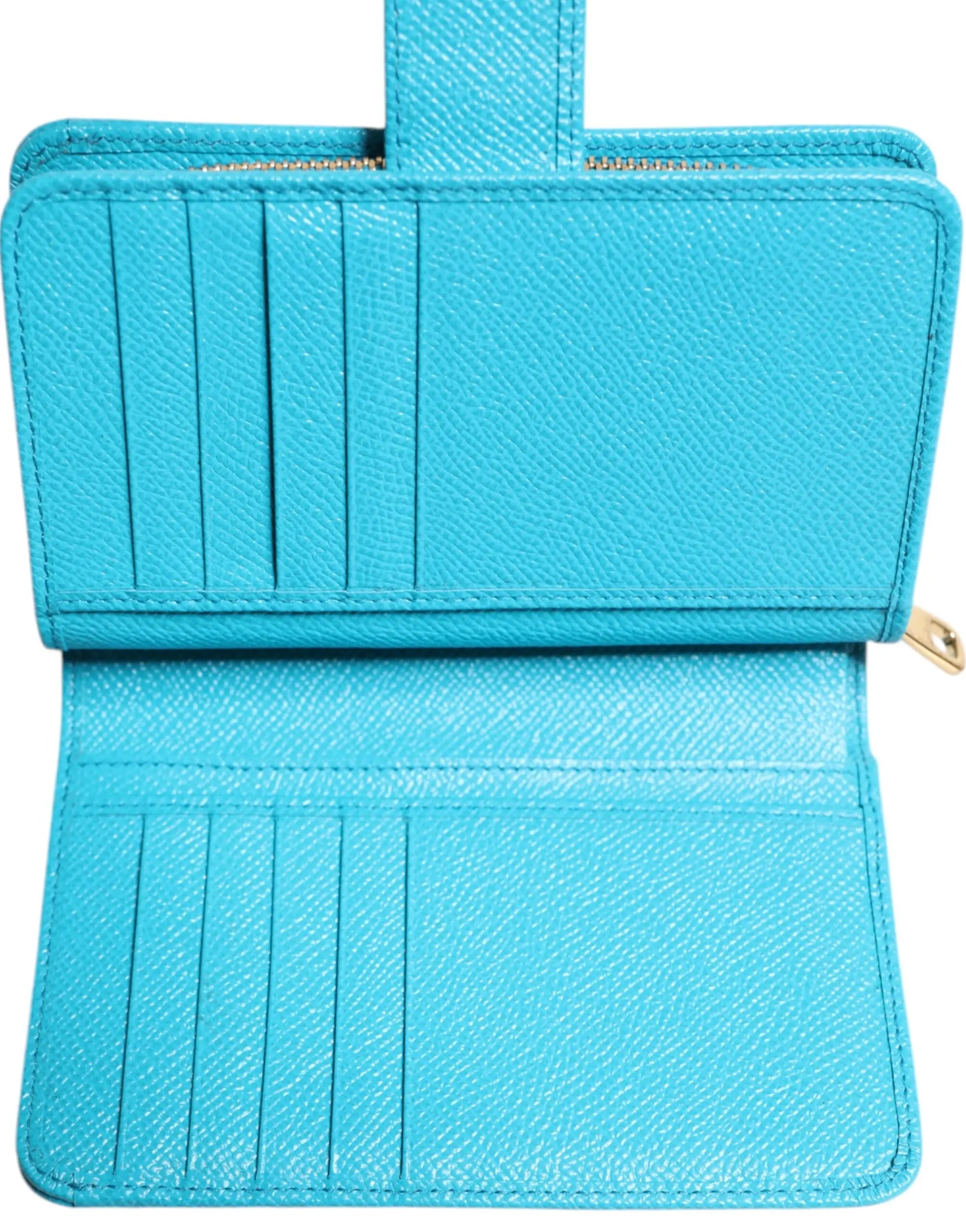 Portefeuille Dolce & Gabbana compact cuir bleu clair Dolce & Gabbana