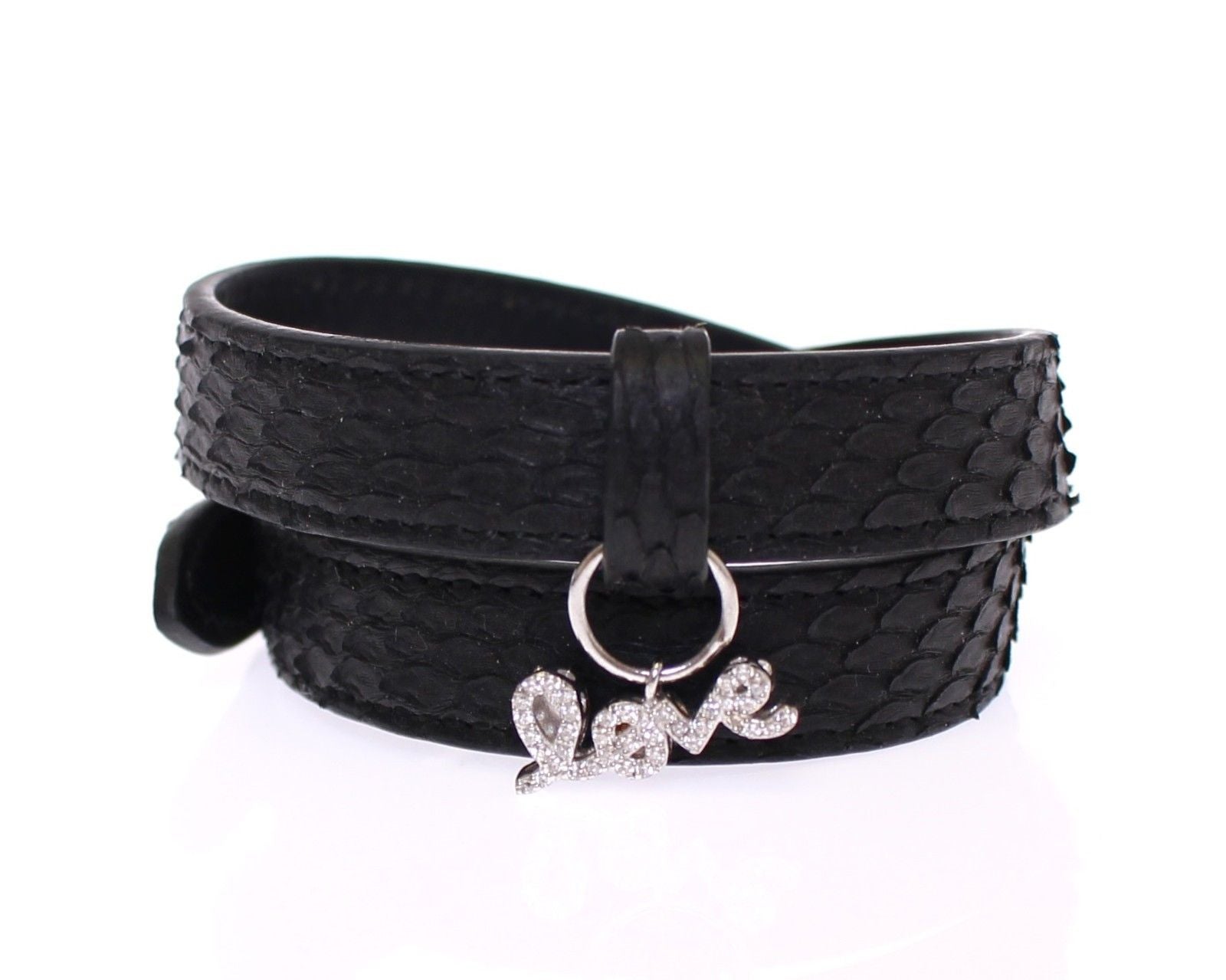 Bracelet NIALAYA Snakeskin LOVE noir