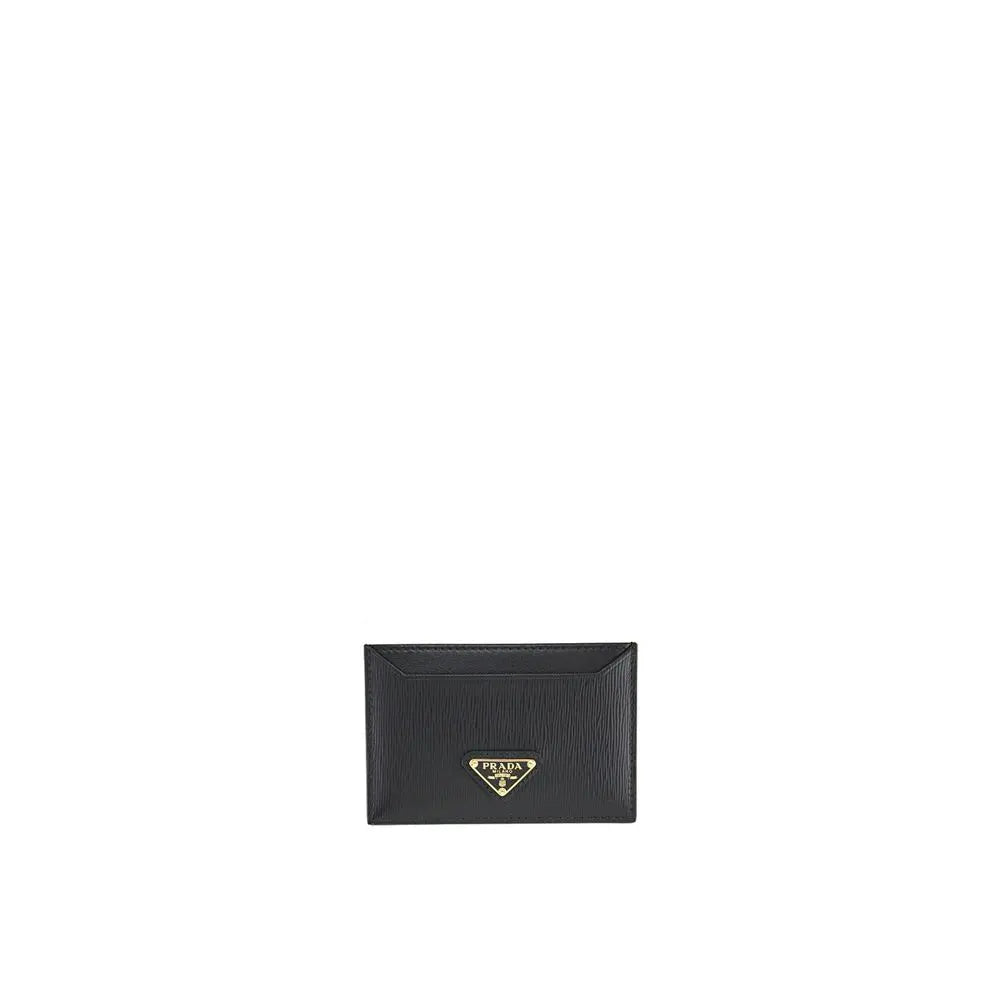 Porte-cartes cuir Triangle noir Prada