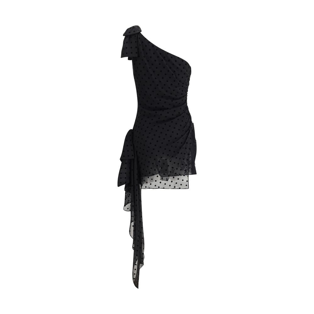 Robe Alessandra Rich asymétrique noir à pois