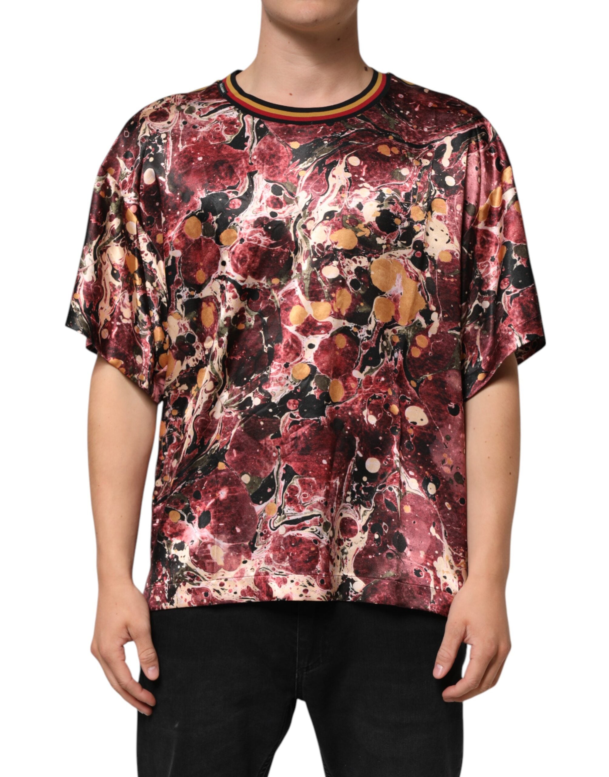 T-shirt Dolce & Gabbana oversize multicolore rouge noir crème or