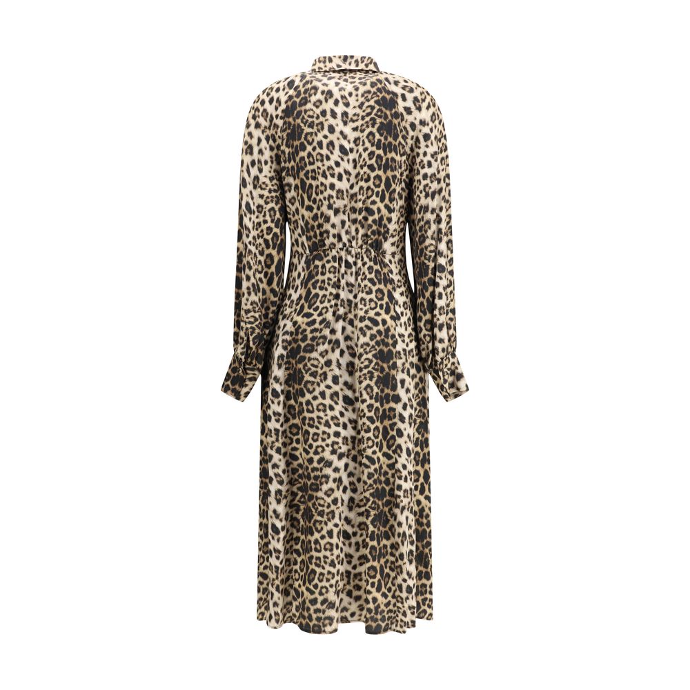 Robe Crida leopard satin marron