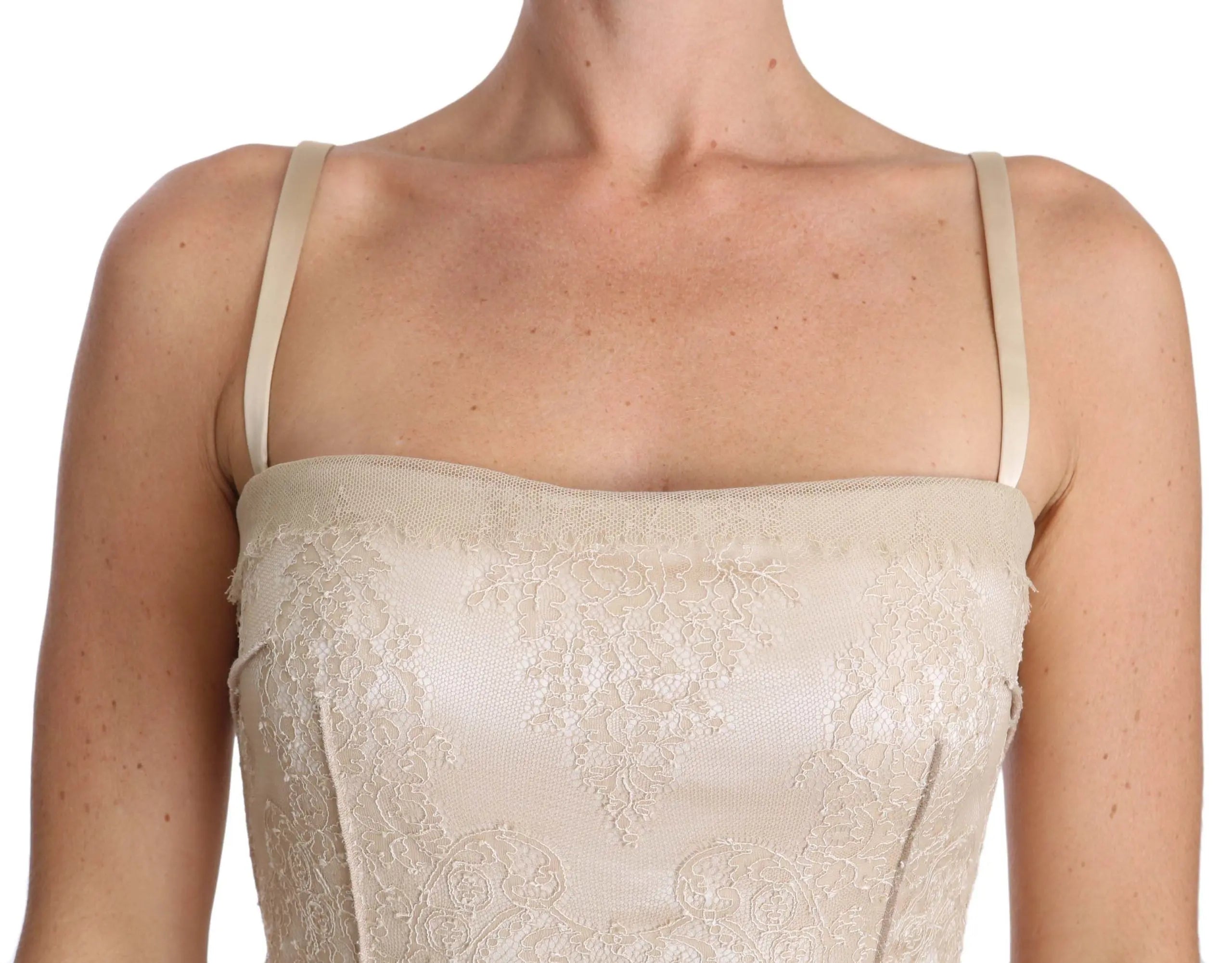 Robe Dolce & Gabbana Spaghetti Strap beige Dolce & Gabbana