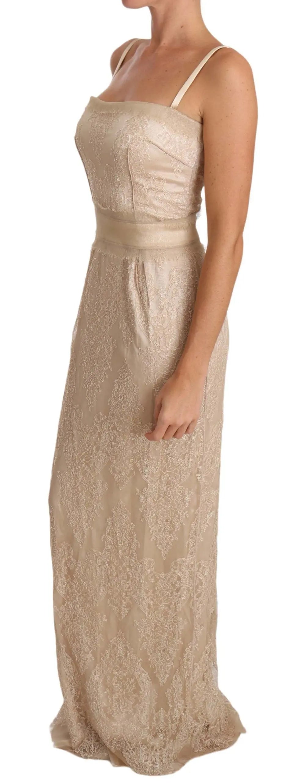 Robe Dolce & Gabbana Spaghetti Strap beige Dolce & Gabbana