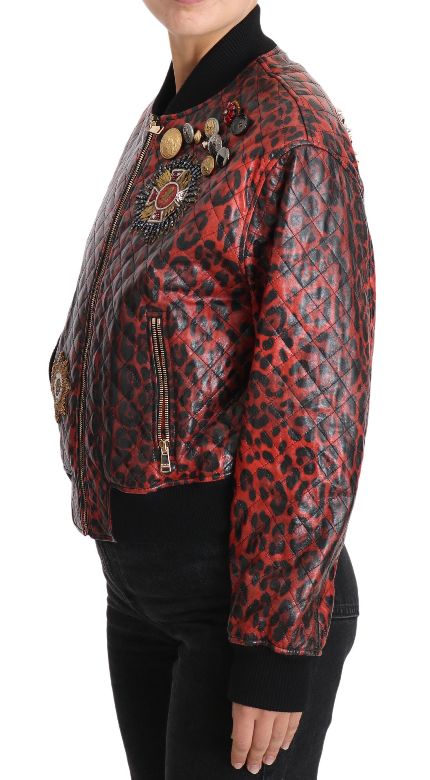 Veste Dolce & Gabbana Bomber rouge léopard