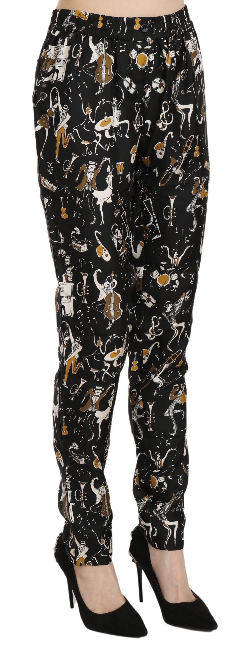 Pantalon Dolce & Gabbana haut taille noir imprimé