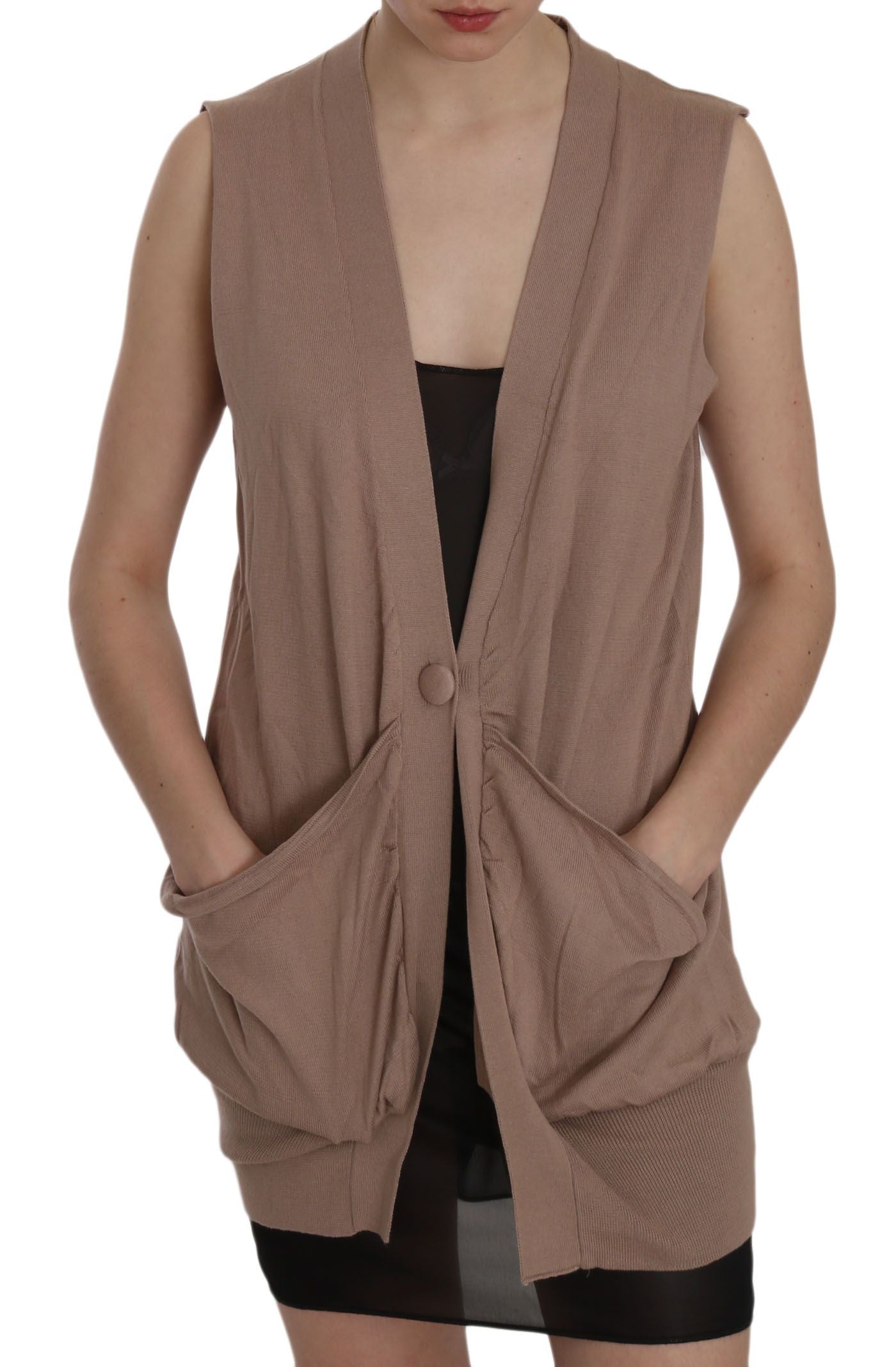 Cardigan PINK MEMORIES sans manches marron