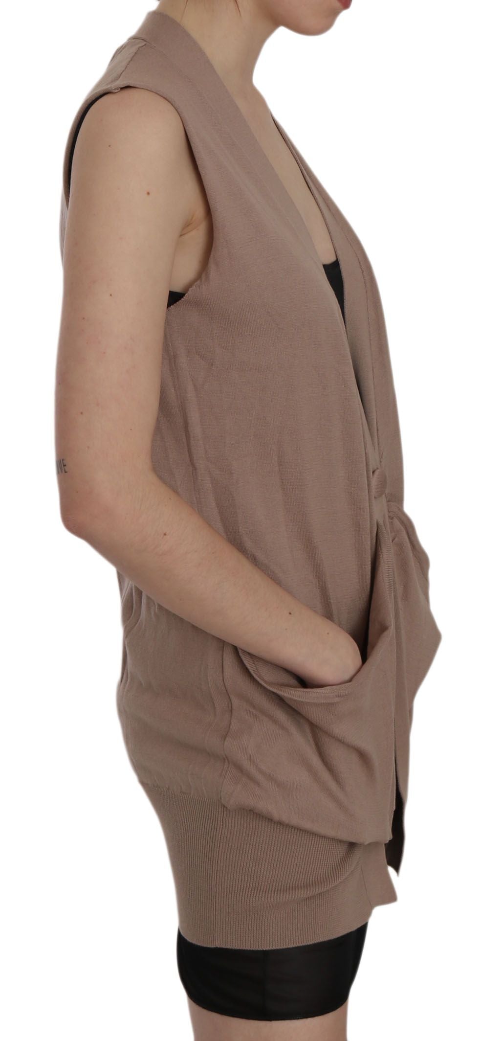 Cardigan PINK MEMORIES sans manches marron