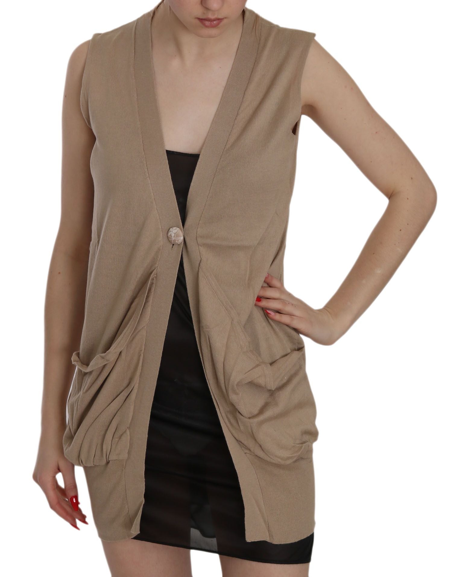 Gilet PINK MEMORIES sans manches marron