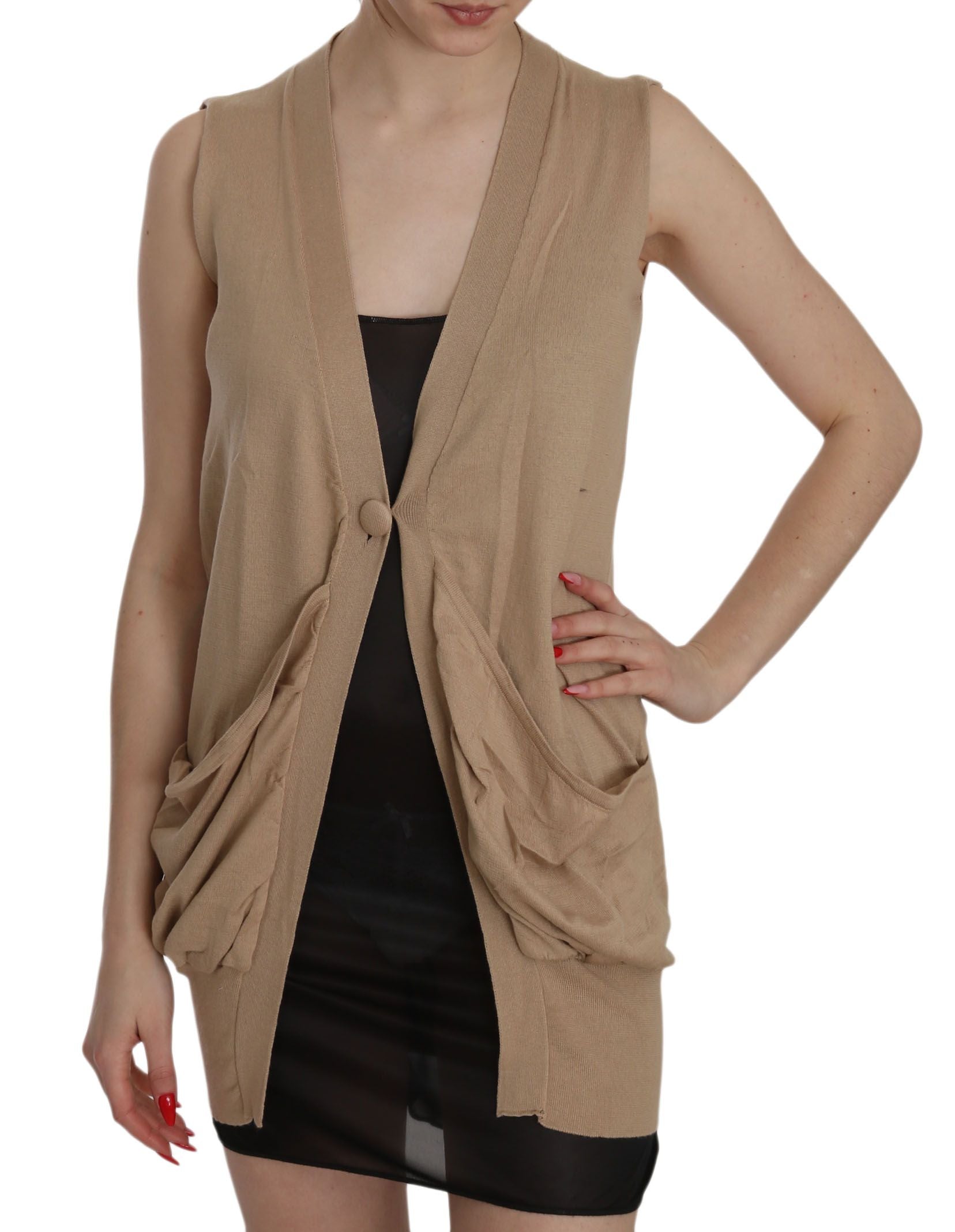 Cardigan PINK MEMORIES sans manches marron