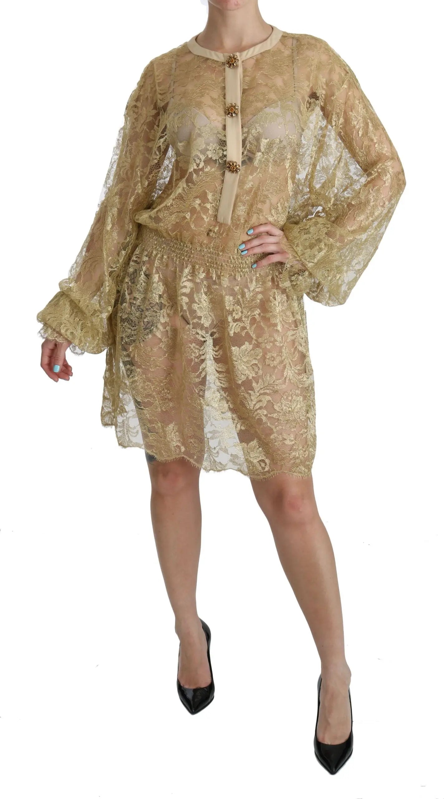 Robe Dolce & Gabbana A-Line dorée Dolce & Gabbana