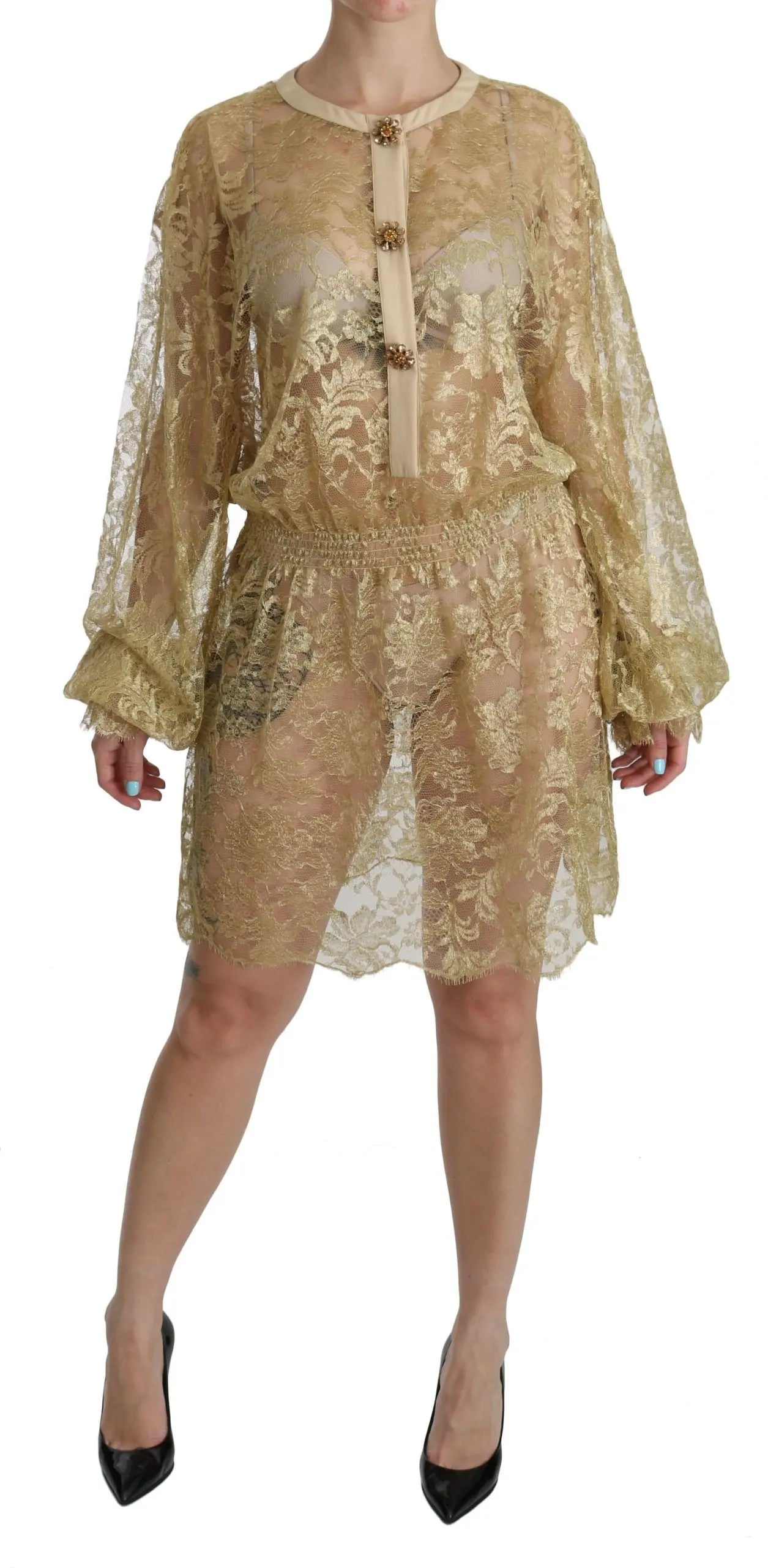 Robe Dolce & Gabbana A-Line dorée Dolce & Gabbana
