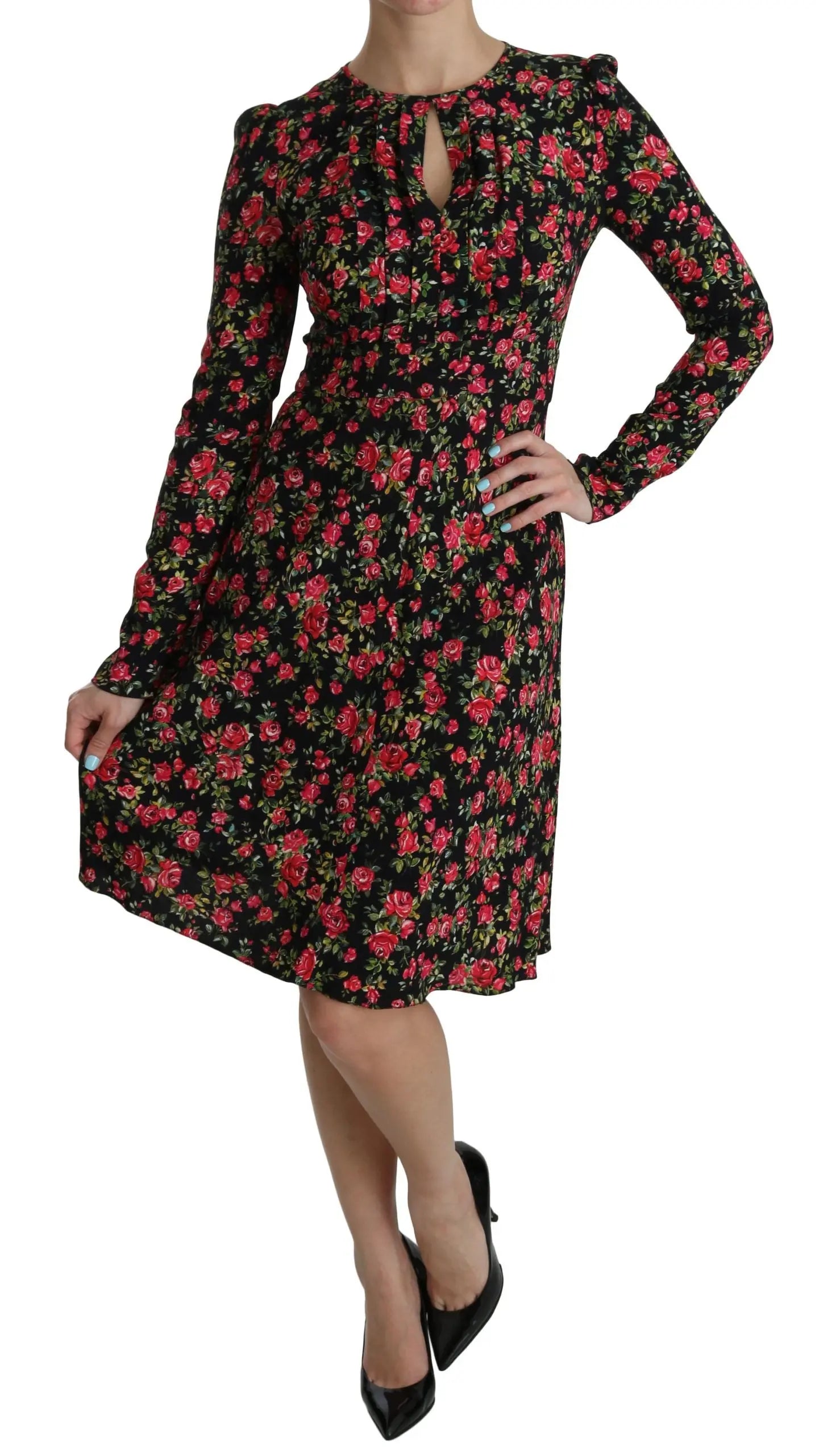 Robe Dolce & Gabbana A-Line fleurs noires Dolce & Gabbana