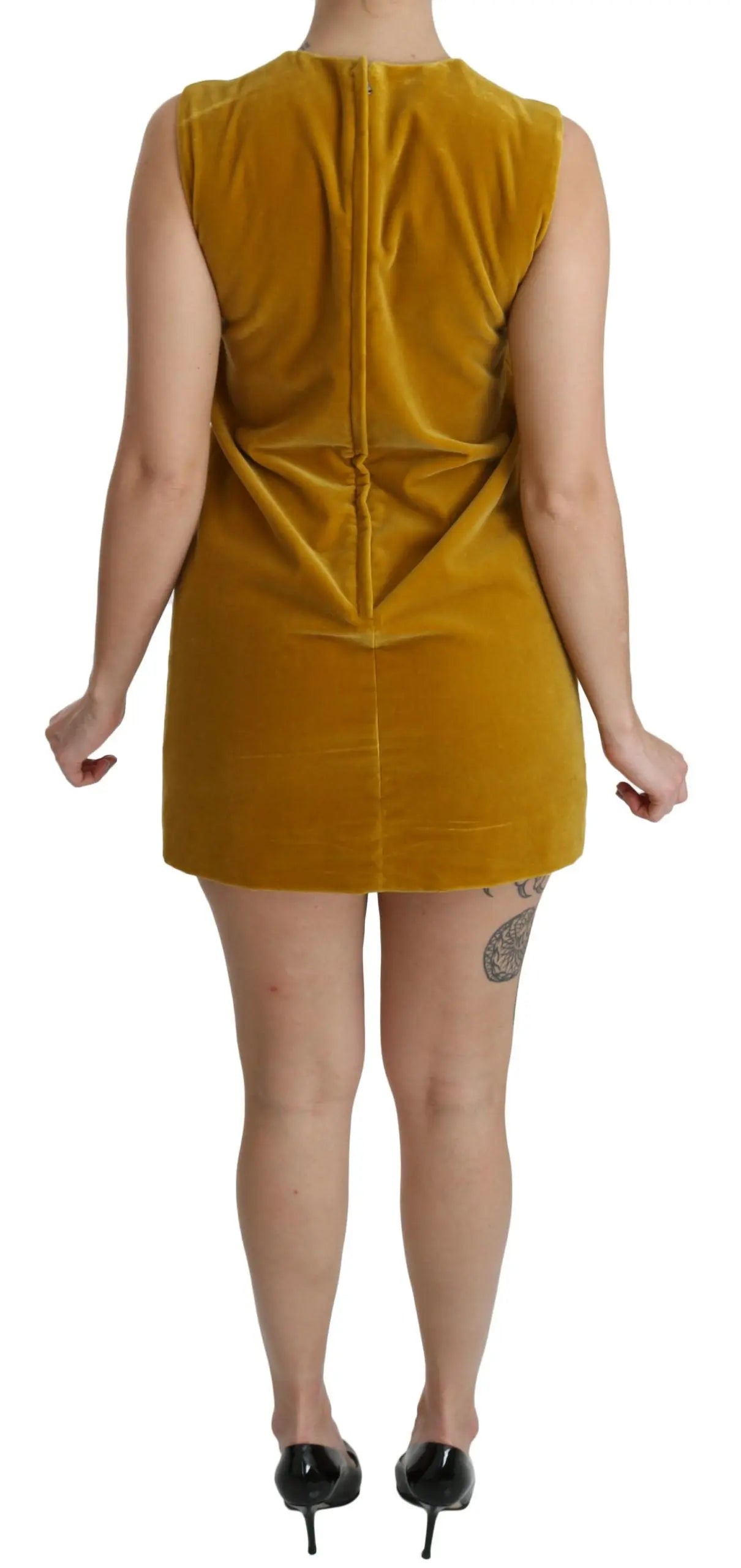 Robe Dolce & Gabbana Shift mini jaune velours Dolce & Gabbana