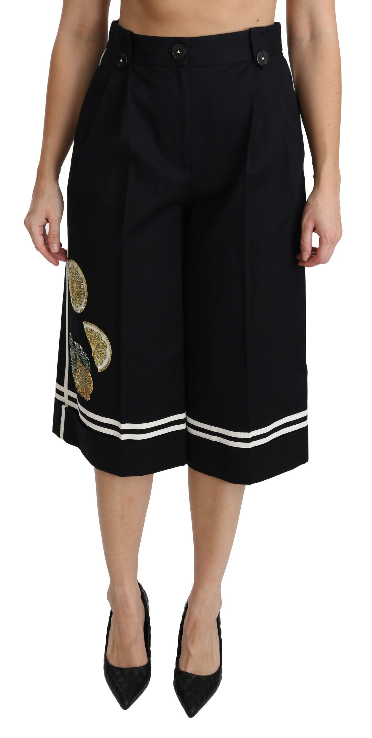Pantalon Dolce & Gabbana palazzo noir lemon